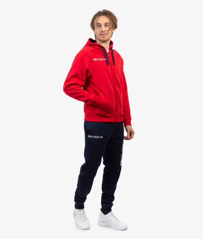 Tuta GIVOVA KING ROSSO BLU Felpa Set Unisex Sportivo Bicolore Felpa Con Zip Con Capuccio Pantaloni Da Ginnastica Tracksuit GIOSAL