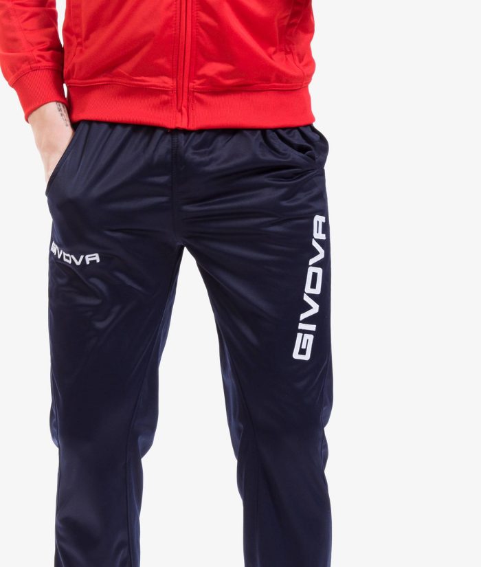 Tuta GIVOVA VISA ROSSO BLU Triacetato Set Unisex Sportivo Da Ginnastica Felpa Con Zip Pantaloni Tracksuit Bicolore GIOSAL