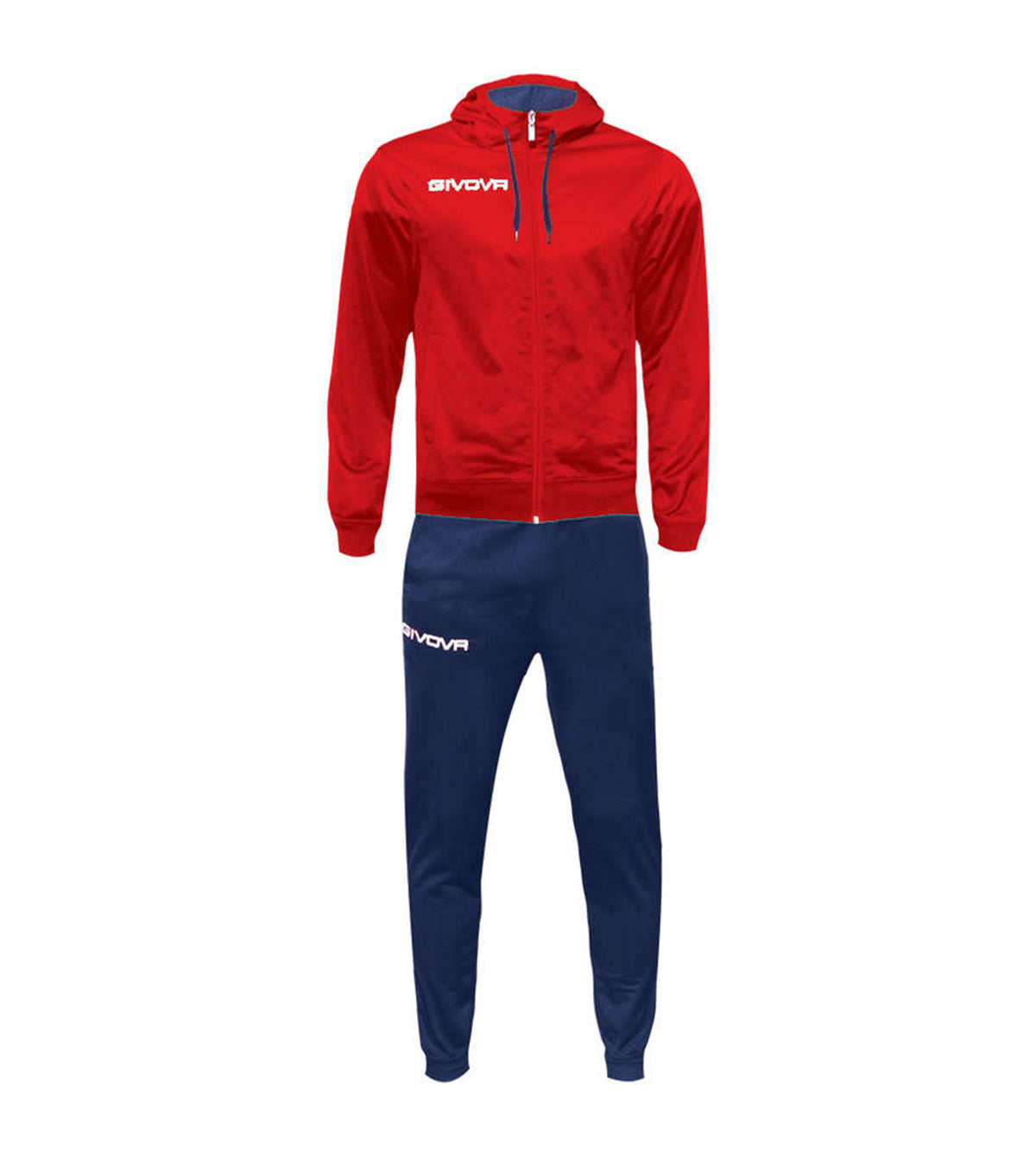 Tuta GIVOVA MILANO ROSSO BLU Triacetato Set Unisex Sportivo Felpa Con Zip Pantaloni Tracksuit Da Ginnastica Freetime Casual Sport GIOSAL