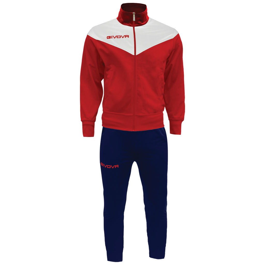 Tuta GIVOVA VENEZIA ROSSO BLU Triacetato Set Unisex Sportivo Felpa Con Zip Pantaloni Tracksuit Da Ginnastica GIOSAL