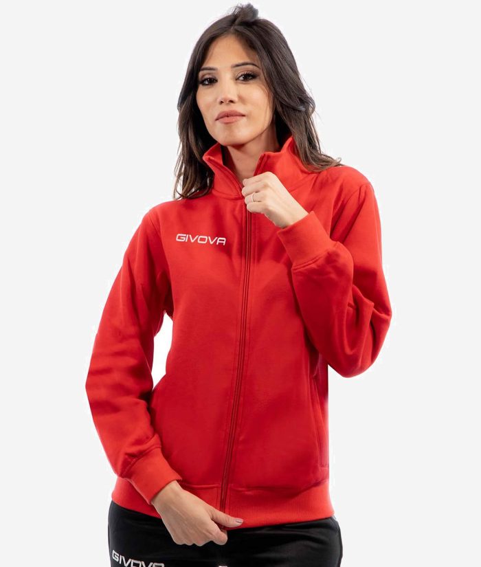 FELPA CITTA’ NEW GIVOVA ROSSO Cotone Garzato Unisex Maglia Da Ginnastica Con Zip Calda Sportiva GIOSAL