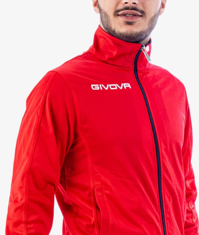 Tuta GIVOVA TORINO ROSSO BLU Triacetato Set Unisex Sportivo Da Ginnastica Felpa Con Zip Pantaloni Tracksuit Bicolore GIOSAL