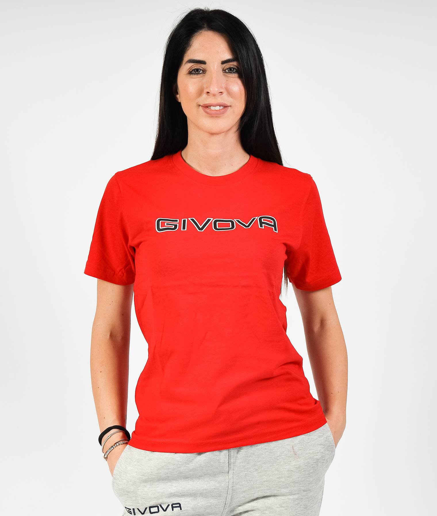 T-SHIRT SPOT GIVOVA ROSSO Cotone Unisex Maglia Mezze Maniche Sportiva Da Ginnastica GIOSAL