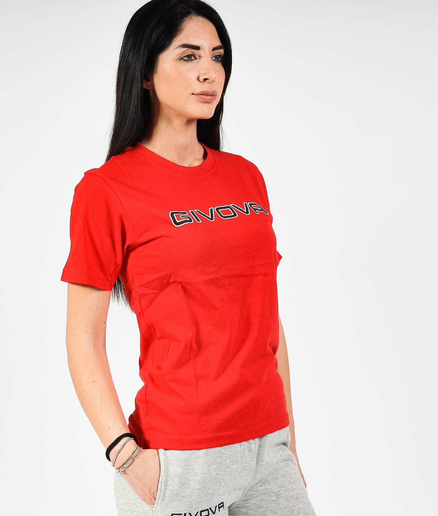 T-SHIRT SPOT GIVOVA ROSSO Cotone Unisex Maglia Mezze Maniche Sportiva Da Ginnastica GIOSAL