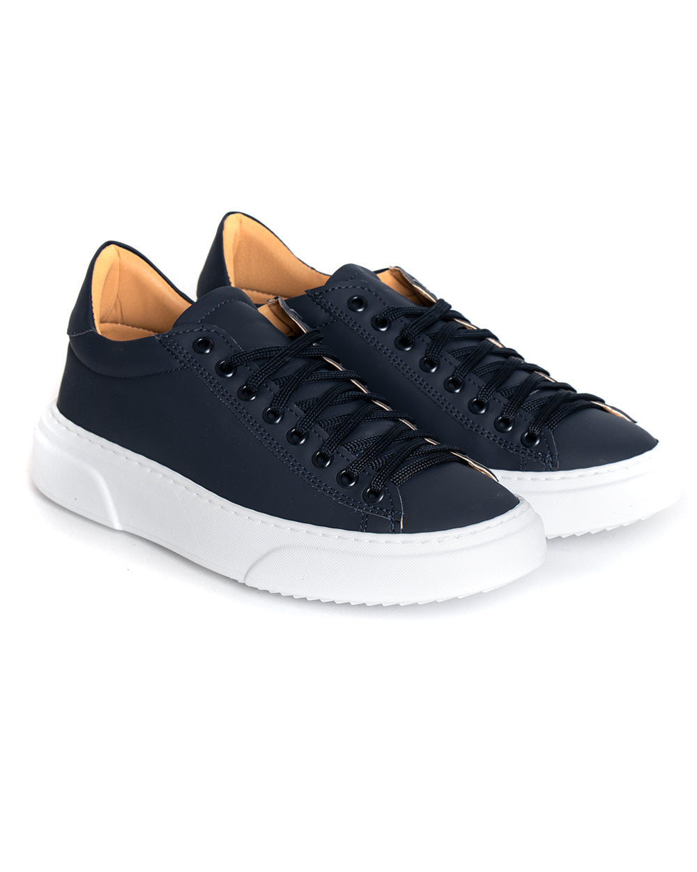 Scarpe Uomo Sneakers Ecopelle Blu Opaca Basic Casual Eleganti Sportive GIOSAL-S1160A