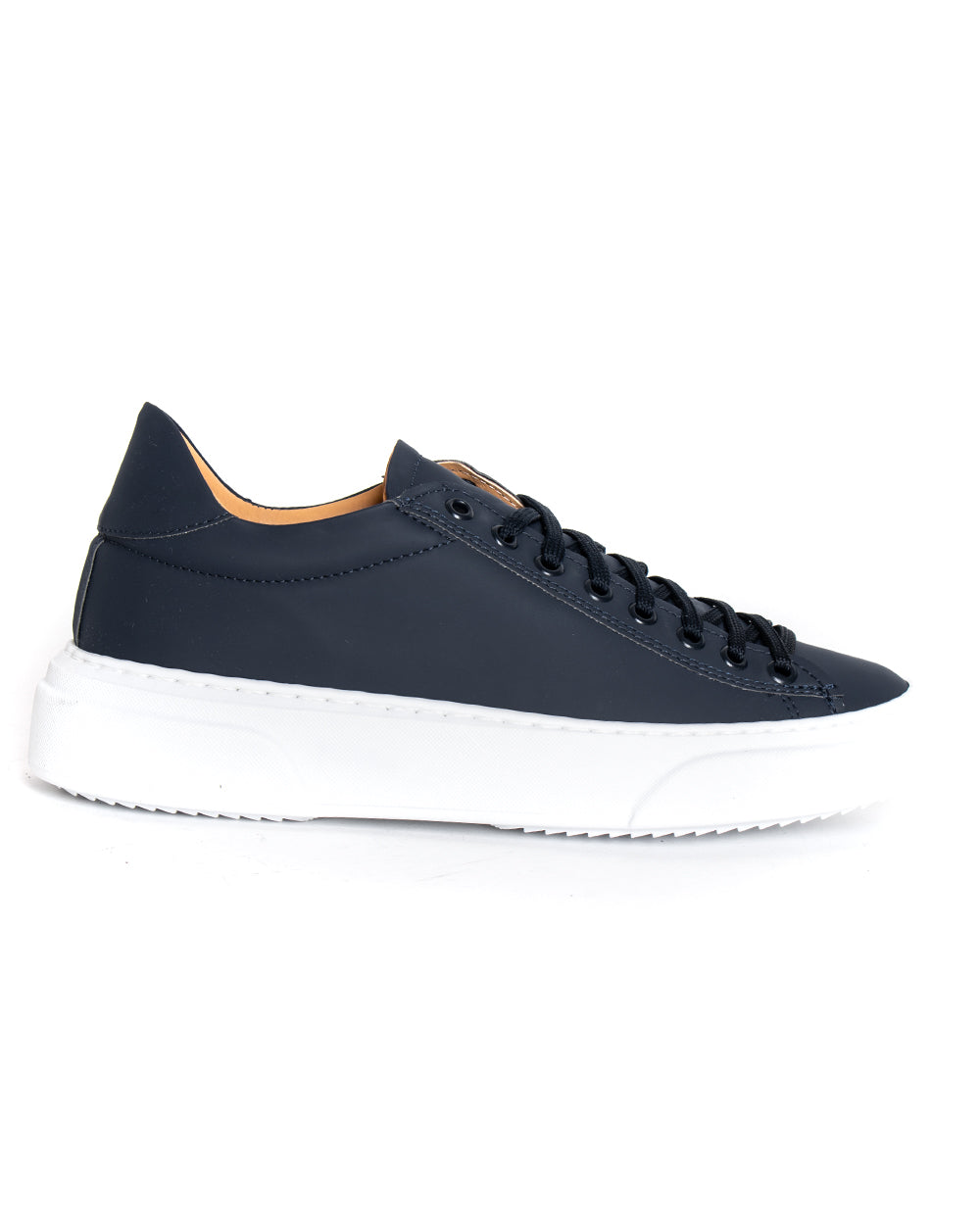 Scarpe Uomo Sneakers Ecopelle Blu Opaca Basic Casual Eleganti Sportive GIOSAL-S1160A