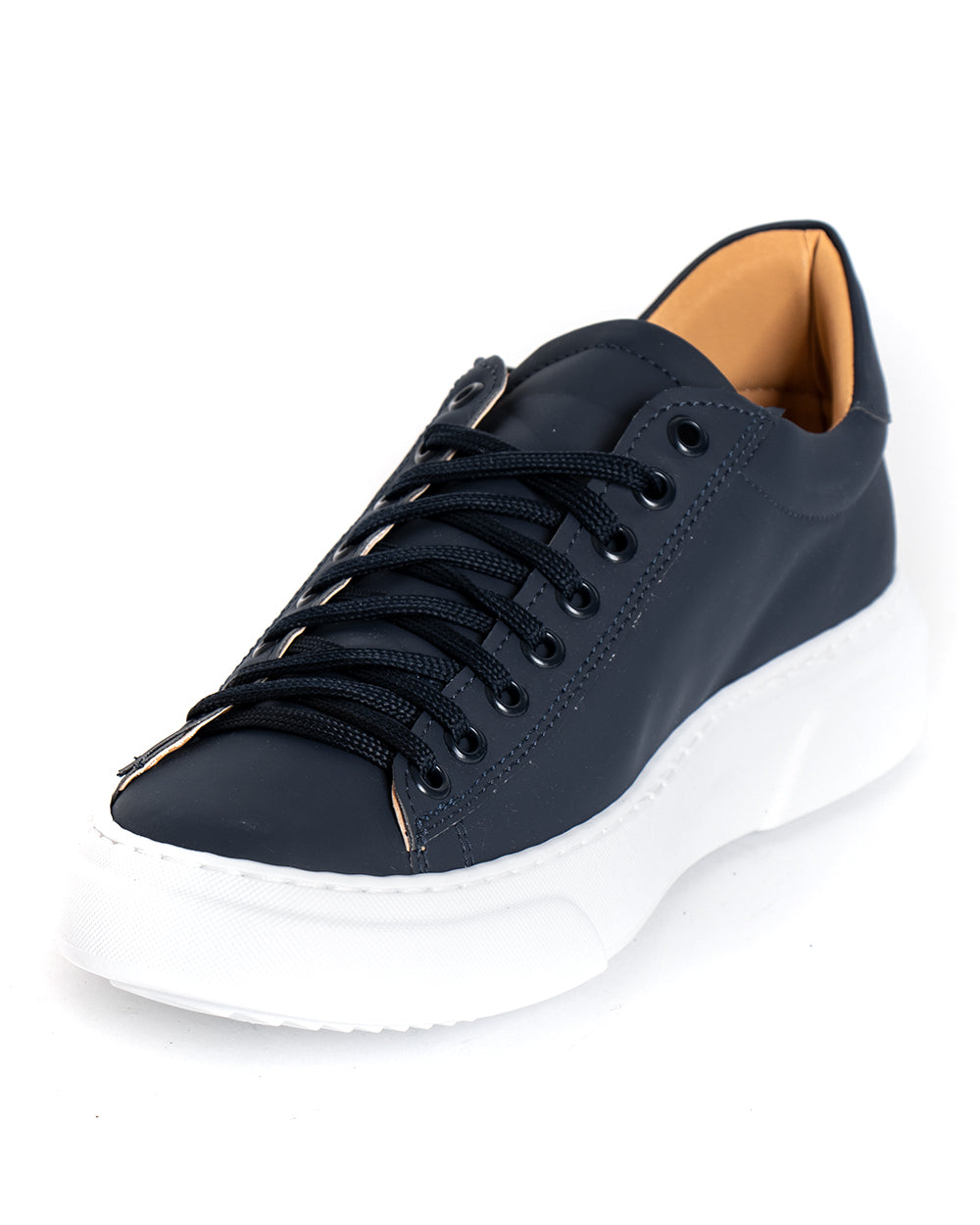 Scarpe Uomo Sneakers Ecopelle Blu Opaca Basic Casual Eleganti Sportive GIOSAL-S1160A