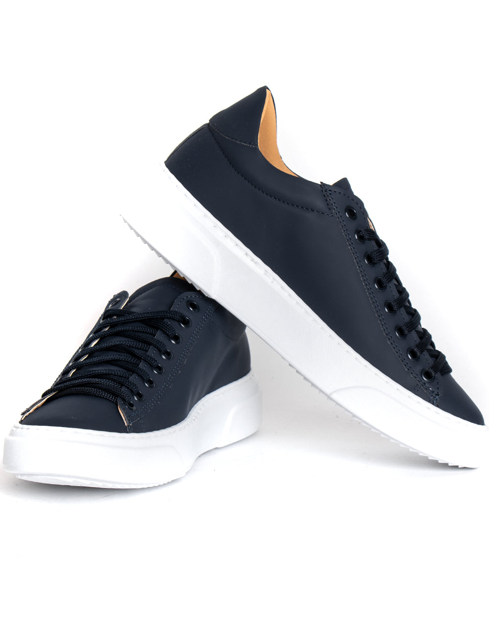 Scarpe Uomo Sneakers Ecopelle Blu Opaca Basic Casual Eleganti Sportive GIOSAL S1160A