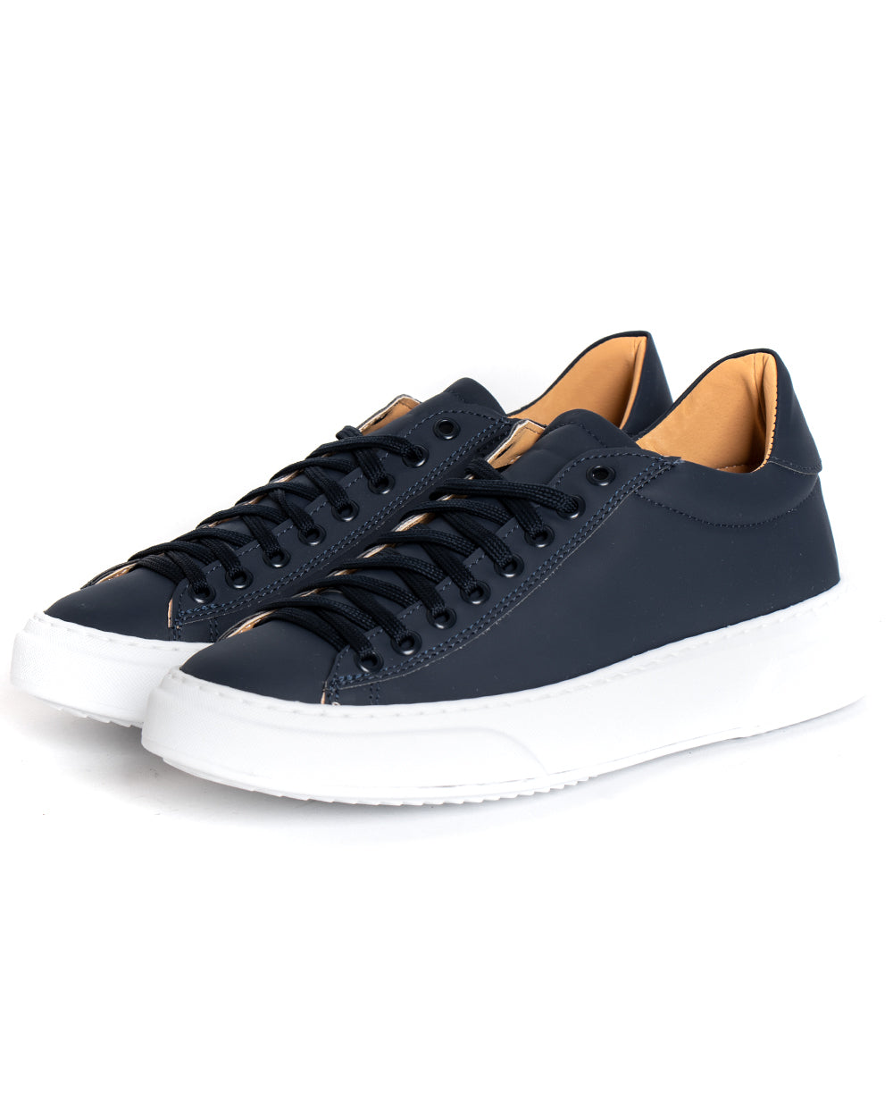 Scarpe Uomo Sneakers Ecopelle Blu Opaca Basic Casual Eleganti Sportive GIOSAL-S1160A