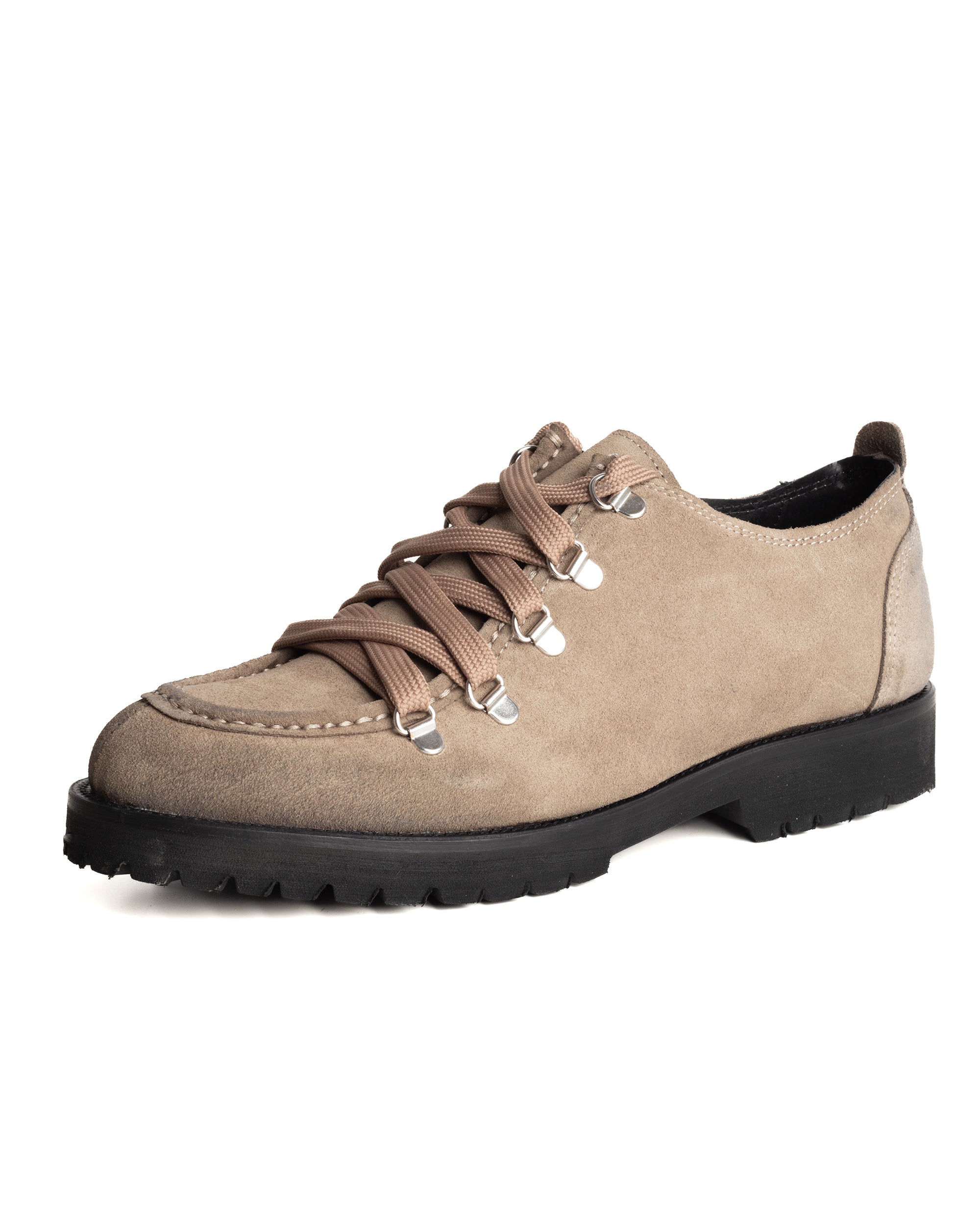 Scarpe Uomo Mocassini Ingegnere Con Ganci E Lacci Casual Camoscio Tinta Unita Beige GIOSAL-S1254A