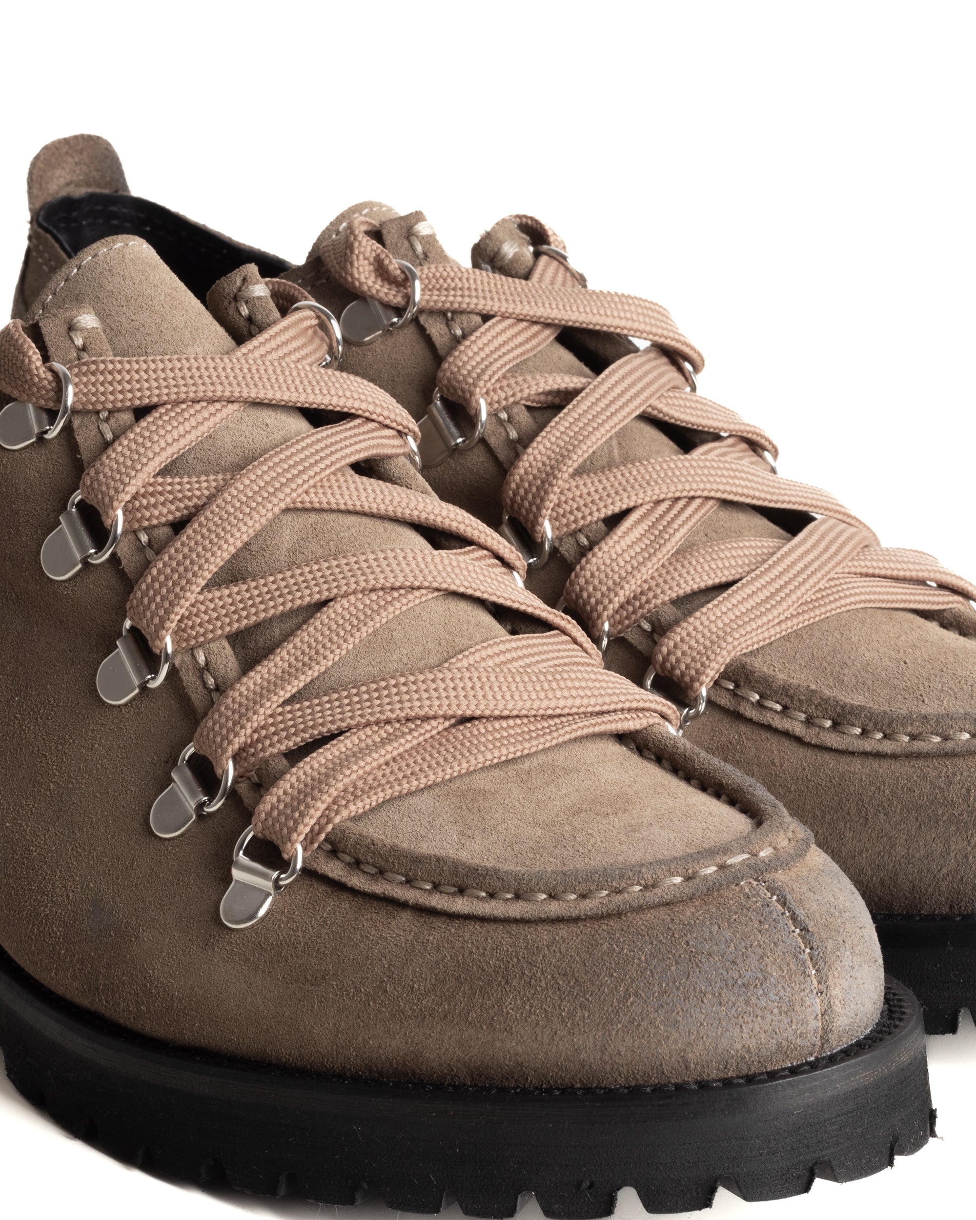 Scarpe Uomo Mocassini Ingegnere Con Ganci E Lacci Casual Camoscio Tinta Unita Beige GIOSAL-S1254A