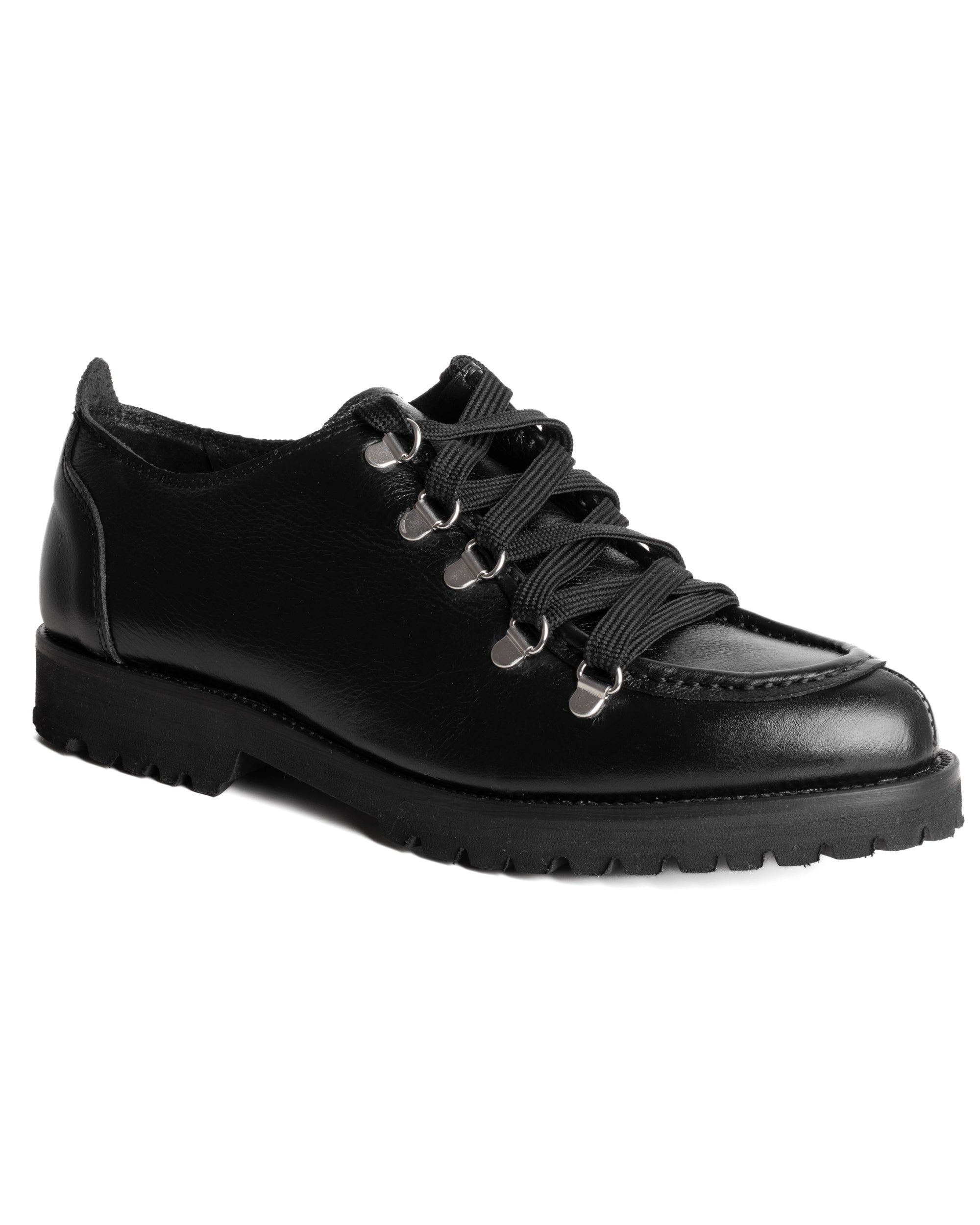 Scarpe Uomo Mocassini Ingegnere Con Ganci E Lacci Casual Ecopelle Tinta Unita Nero GIOSAL-S1255A