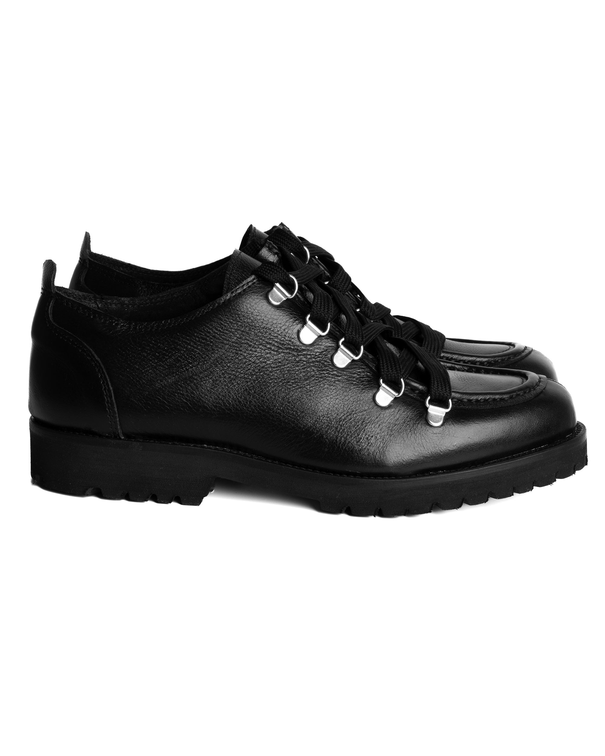 Scarpe Uomo Mocassini Ingegnere Con Ganci E Lacci Casual Ecopelle Tinta Unita Nero GIOSAL-S1255A