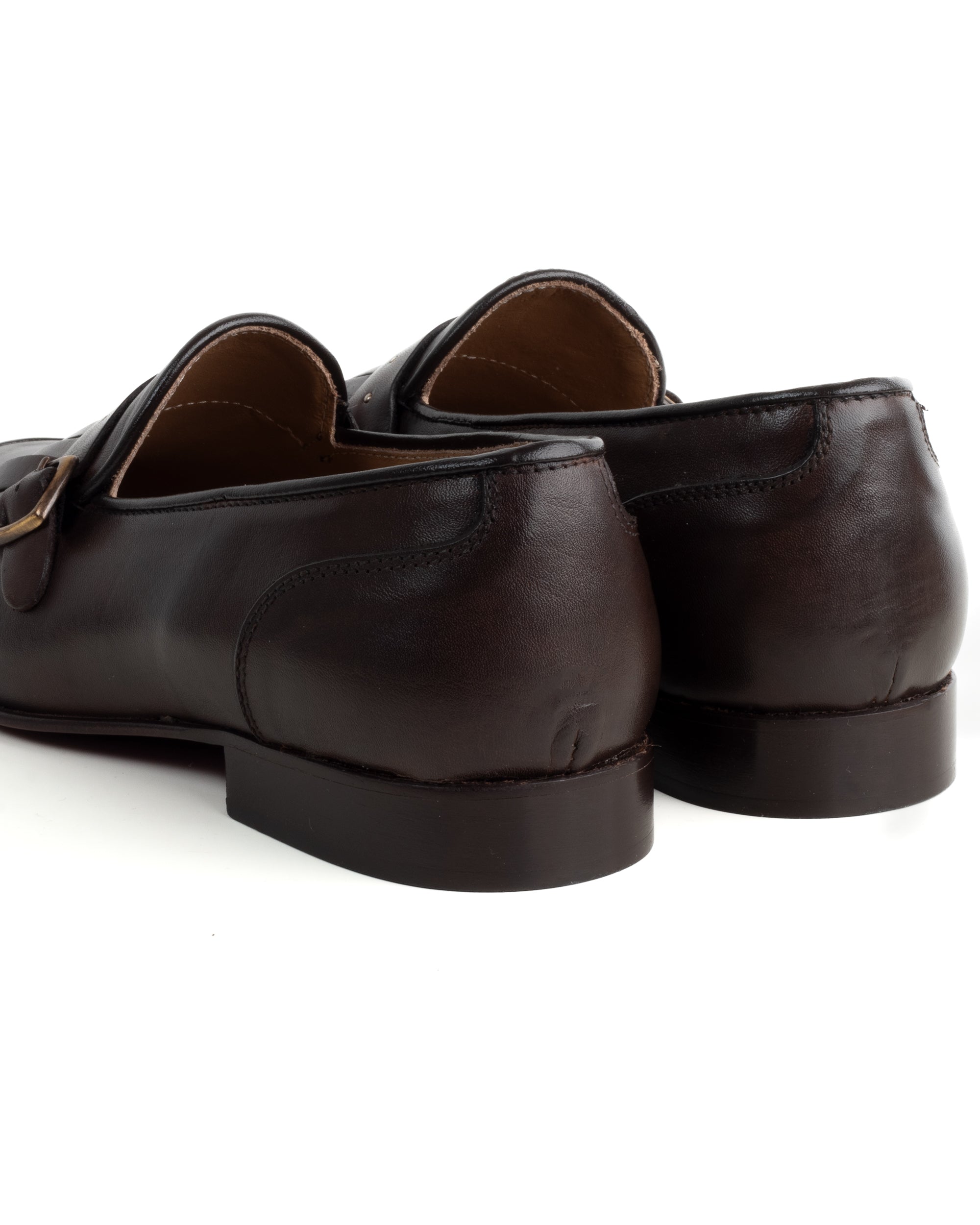 Mocassini Uomo Con Fibbia Frangia Borchie Scarpe Ecopelle Eleganti Pelle Vitello Cerimonia Suola Di Cuoio Con Ovalino Antiscivolo Casual Marrone GIOSAL-S1271A