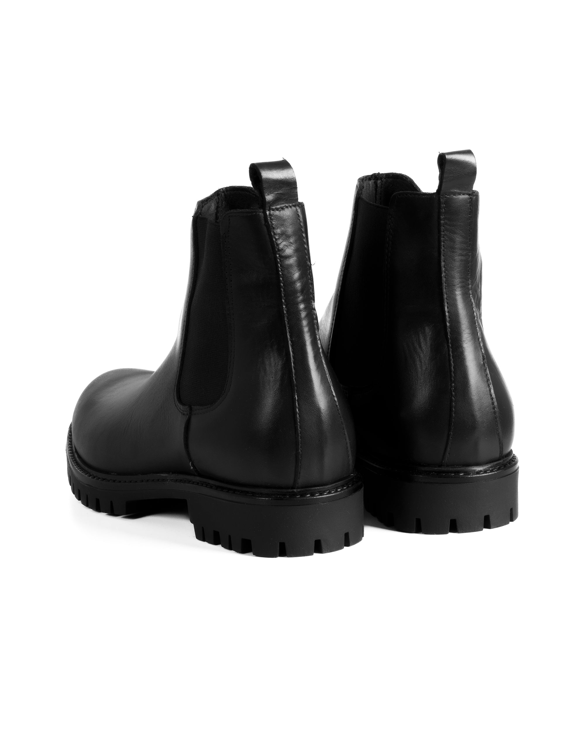 Scarpe Uomo Beatles Stivaletto Chelsea Pelle Fondo Gomma Roccia Nero GIOSAL-S1293A