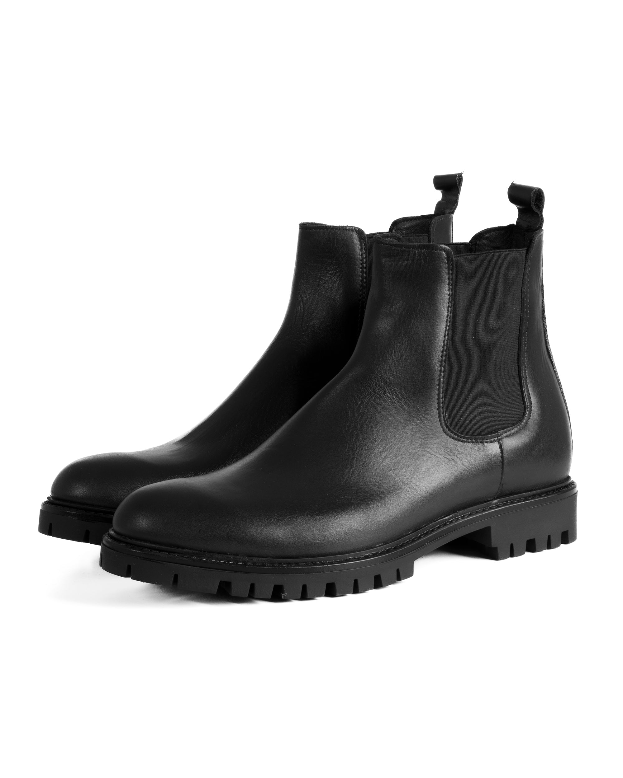 Scarpe Uomo Beatles Stivaletto Chelsea Pelle Fondo Gomma Roccia Nero GIOSAL-S1293A