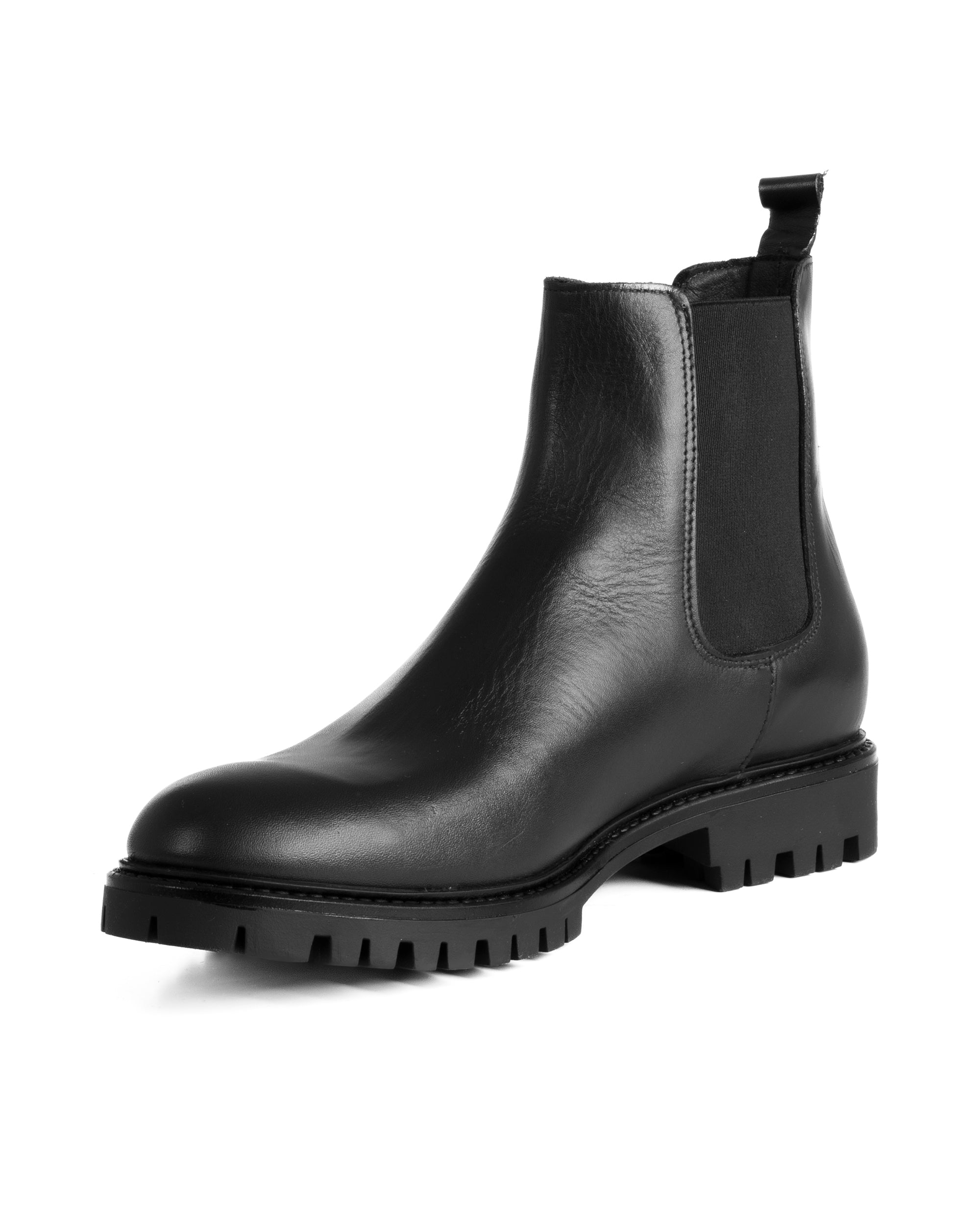 Scarpe Uomo Beatles Stivaletto Chelsea Pelle Fondo Gomma Roccia Nero GIOSAL-S1293A