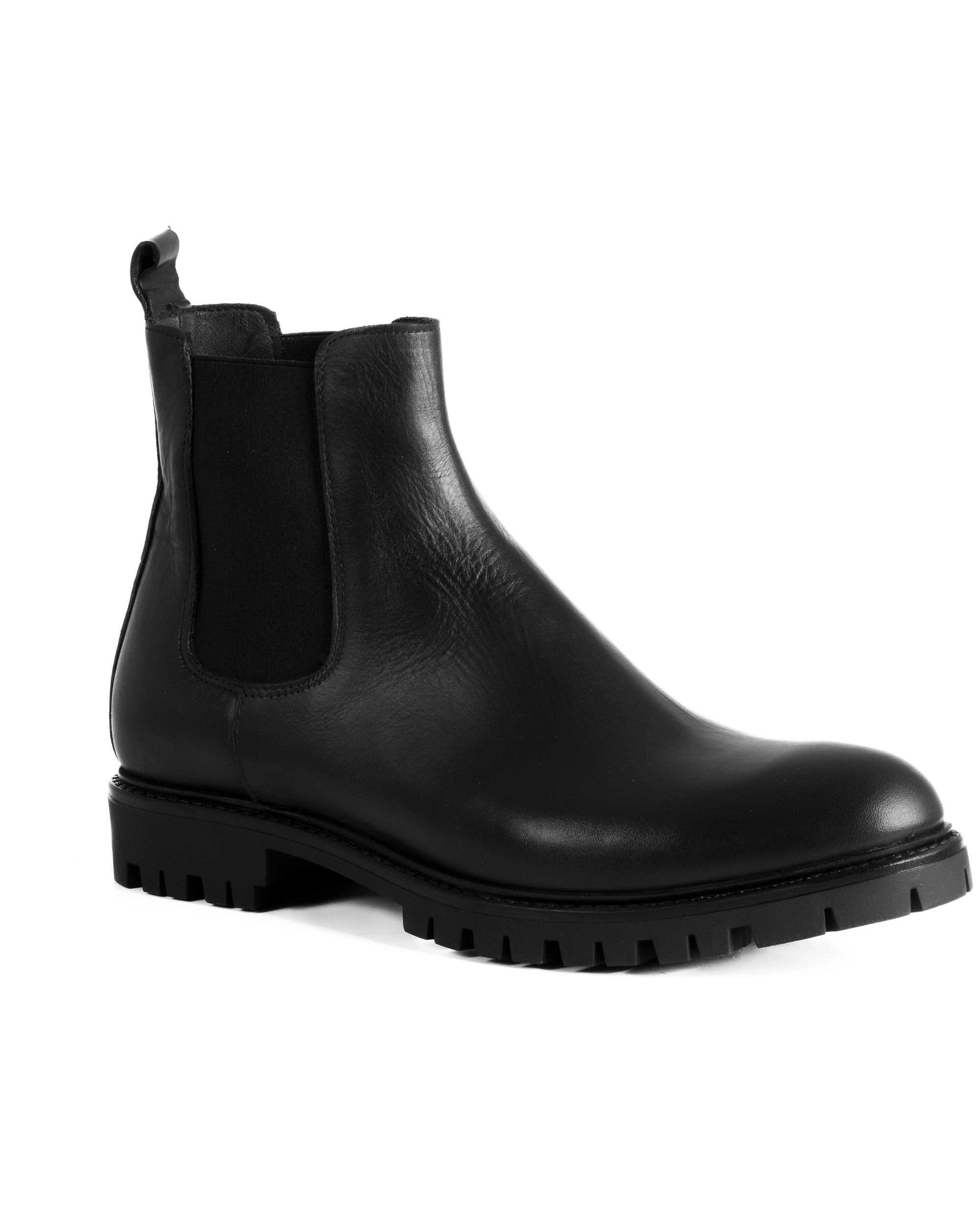 Scarpe Uomo Beatles Stivaletto Chelsea Pelle Fondo Gomma Roccia Nero GIOSAL-S1293A