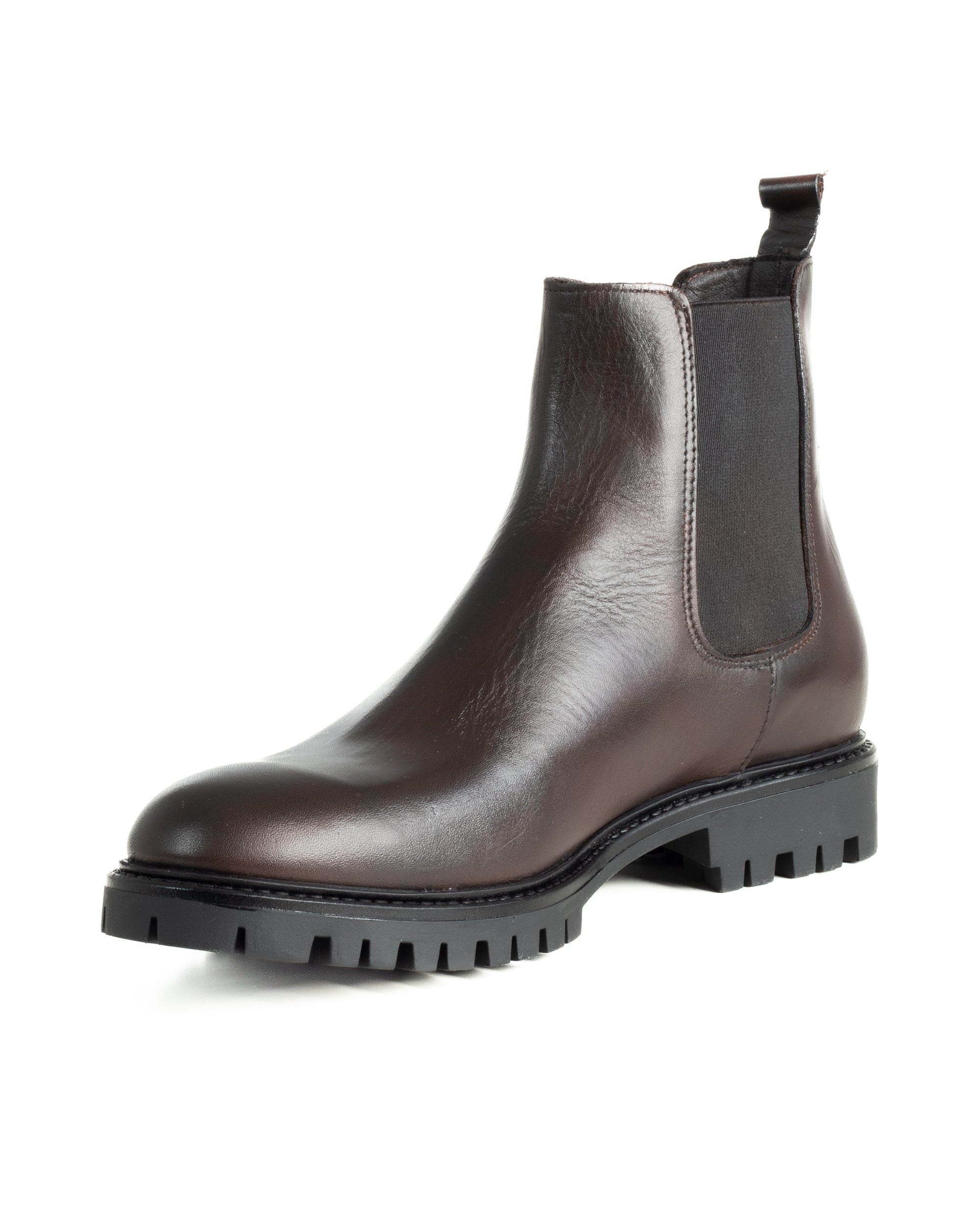 Scarpe Uomo Beatles Stivaletto Chelsea Pelle Fondo Gomma Roccia Marrone GIOSAL-S1294A