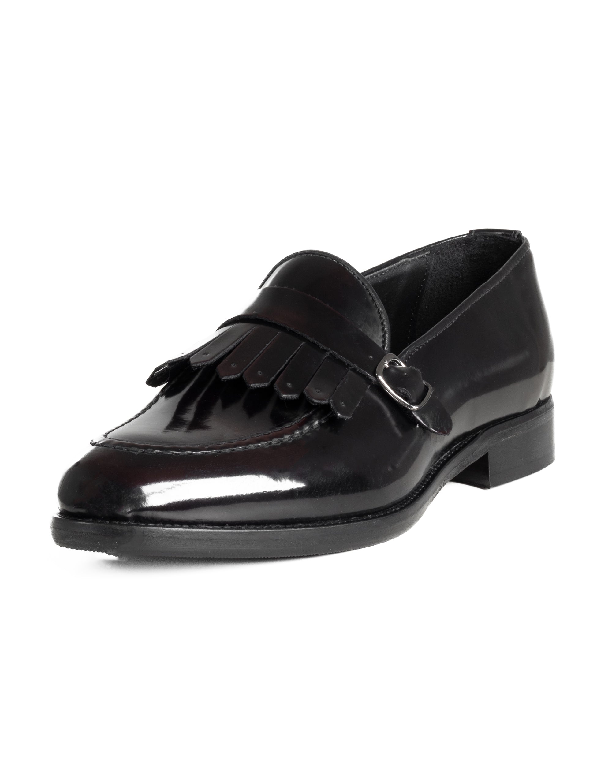 Mocassini Uomo Con Fibbia Frangia Scarpe Eleganti Ecopelle Abrasivate Cerimonia Suola Di Cuoio Casual Bordeaux GIOSAL-S1296A