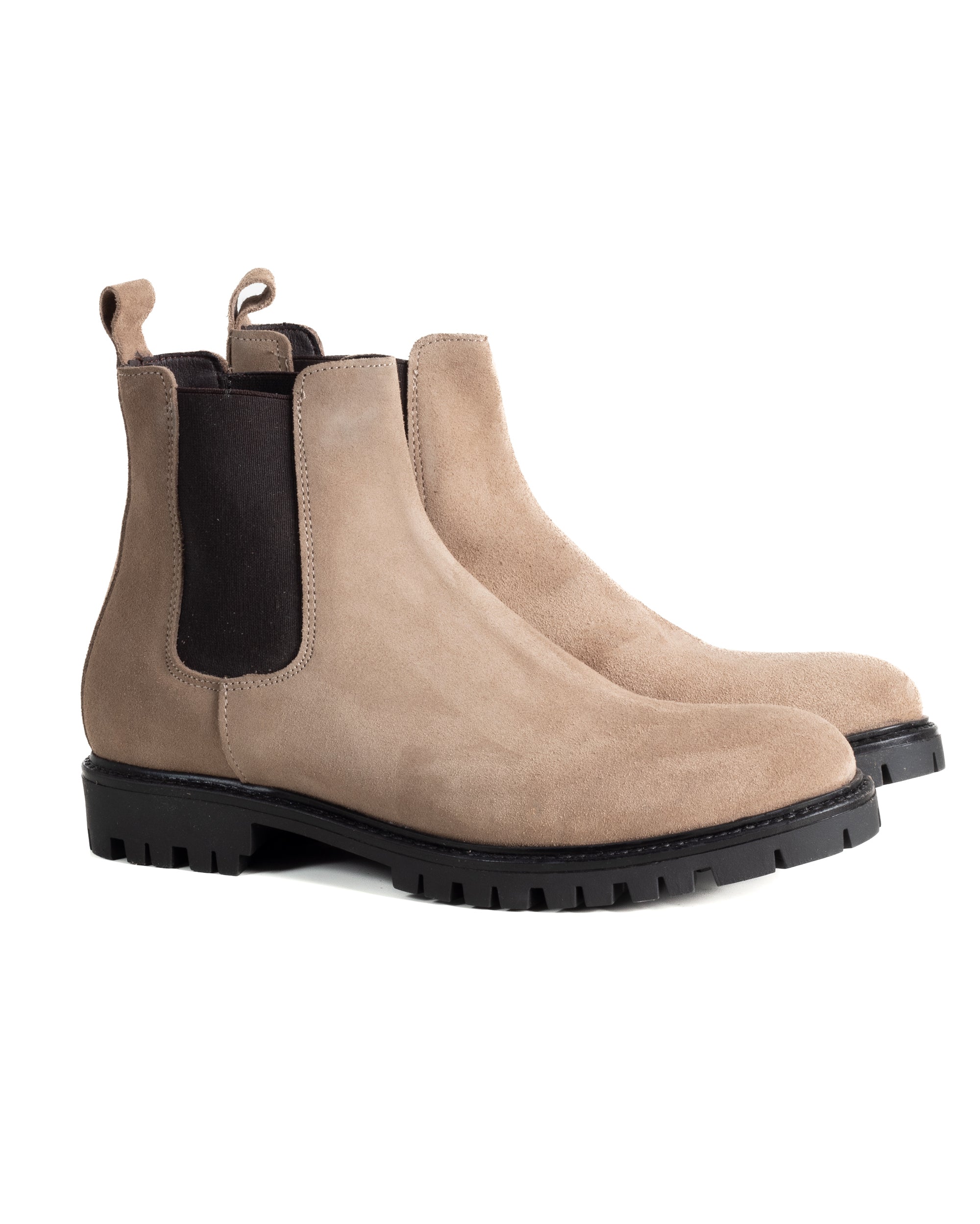 Scarpe Uomo Beatles Stivaletto Chelsea Camoscio Fondo Gomma Roccia Beige GIOSAL-S1297A