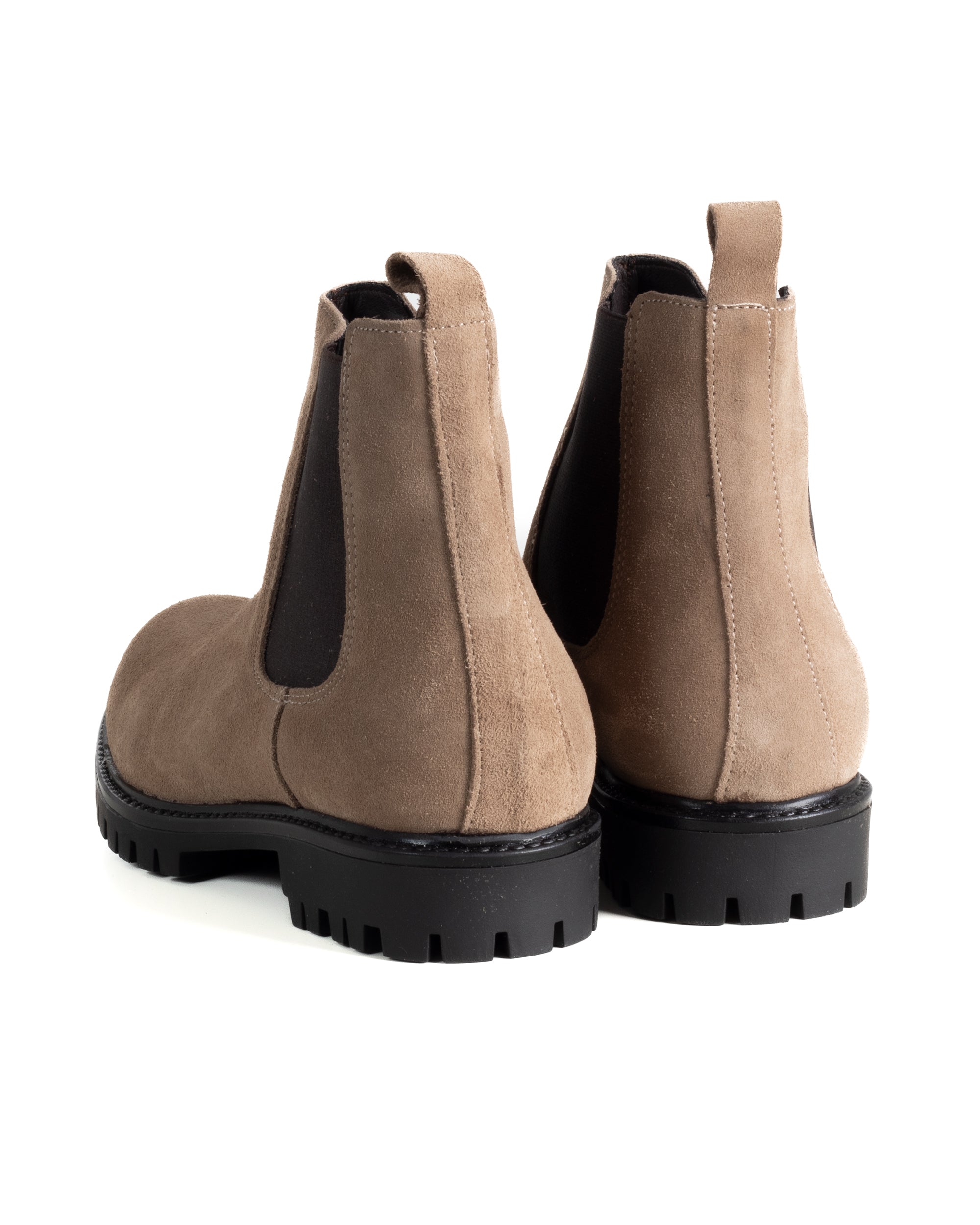 Scarpe Uomo Beatles Stivaletto Chelsea Camoscio Fondo Gomma Roccia Beige GIOSAL-S1297A