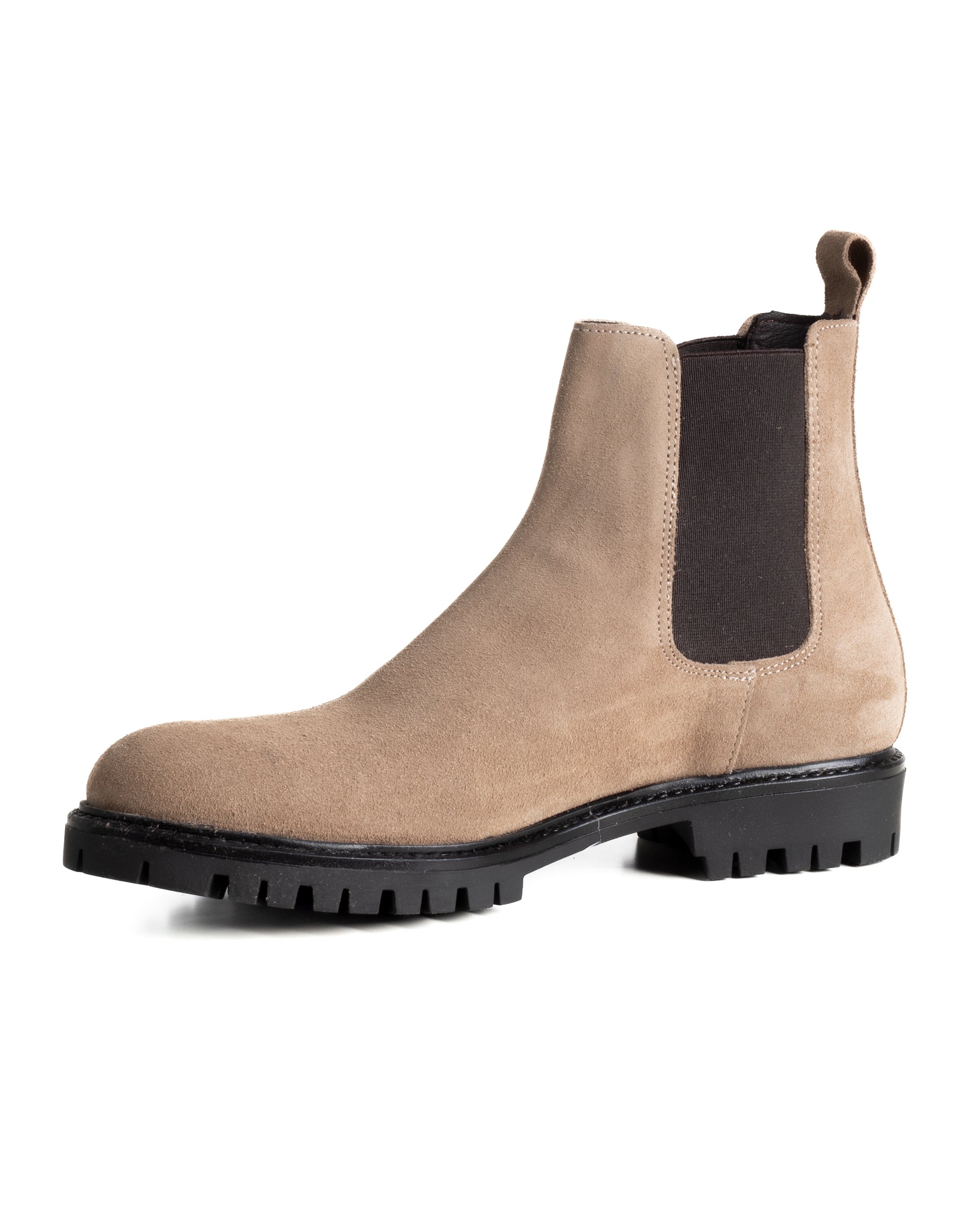 Scarpe Uomo Beatles Stivaletto Chelsea Camoscio Fondo Gomma Roccia Beige GIOSAL-S1297A