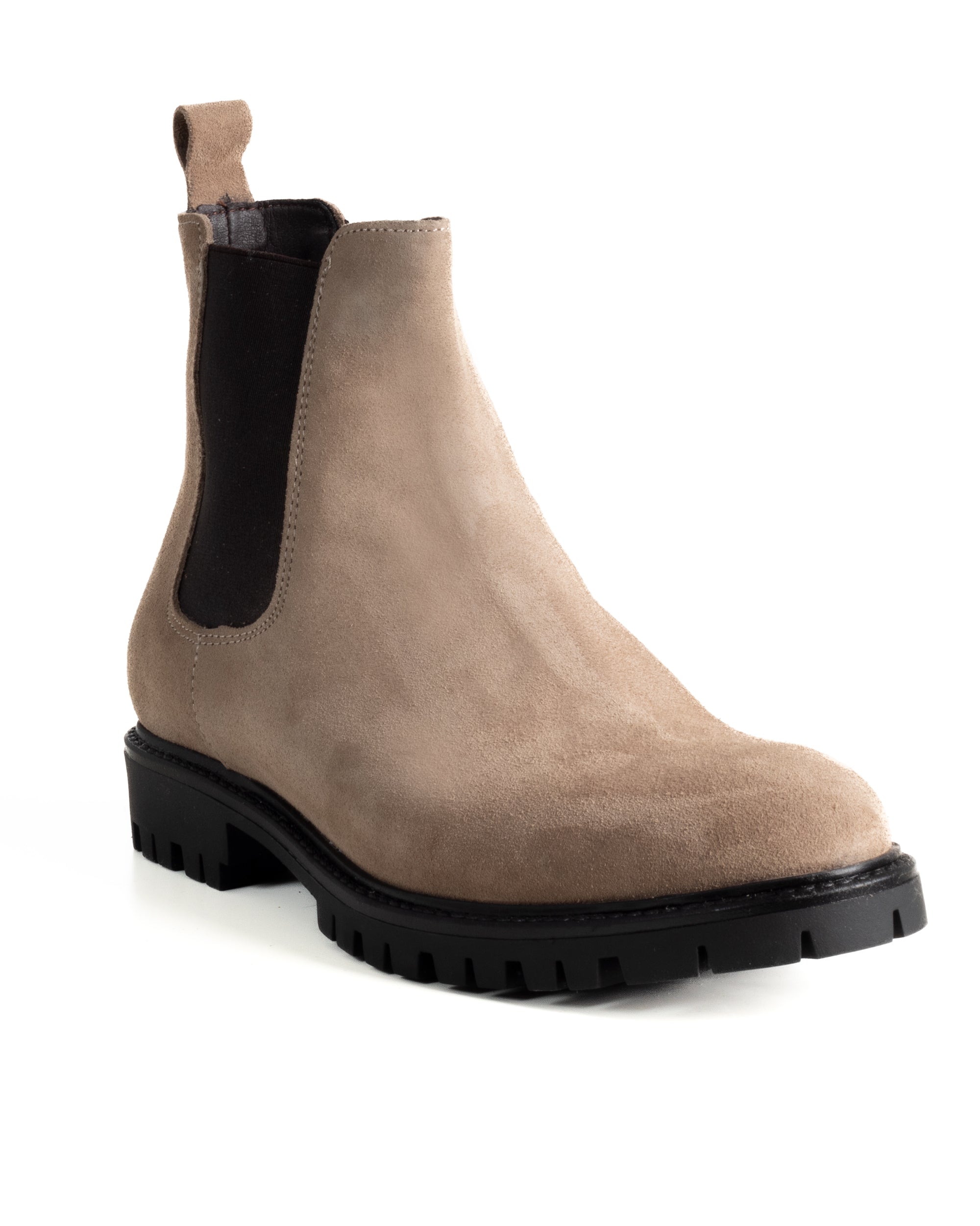 Scarpe Uomo Beatles Stivaletto Chelsea Camoscio Fondo Gomma Roccia Beige GIOSAL-S1297A