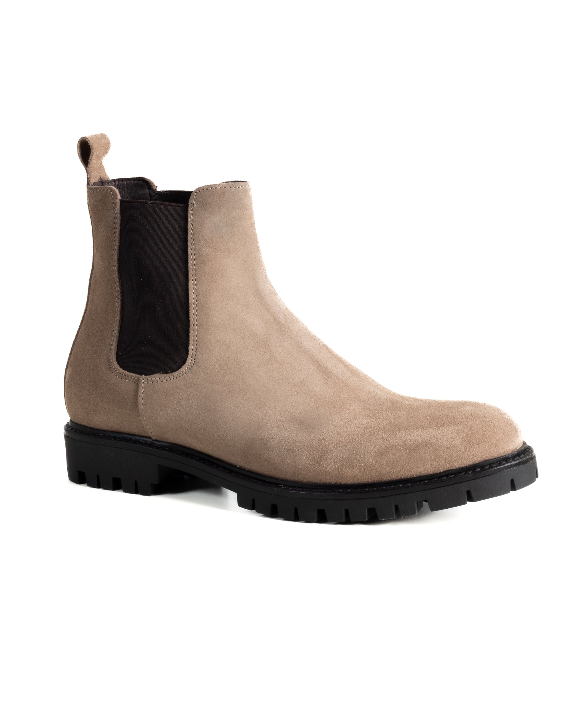 Scarpe Uomo Beatles Stivaletto Chelsea Camoscio Fondo Gomma Roccia Beige GIOSAL-S1297A