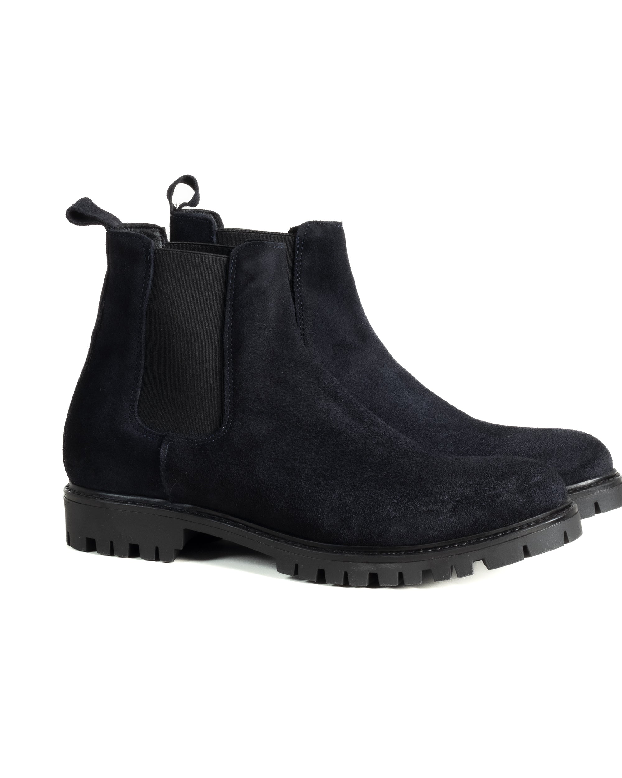 Scarpe Uomo Beatles Stivaletto Chelsea Camoscio Fondo Gomma Roccia Blu GIOSAL-S1298A