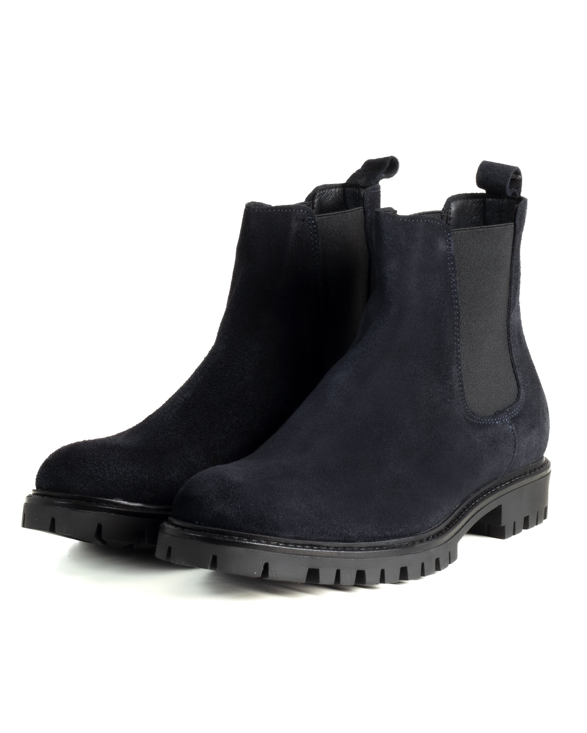 Scarpe Uomo Beatles Stivaletto Chelsea Camoscio Fondo Gomma Roccia Blu GIOSAL-S1298A