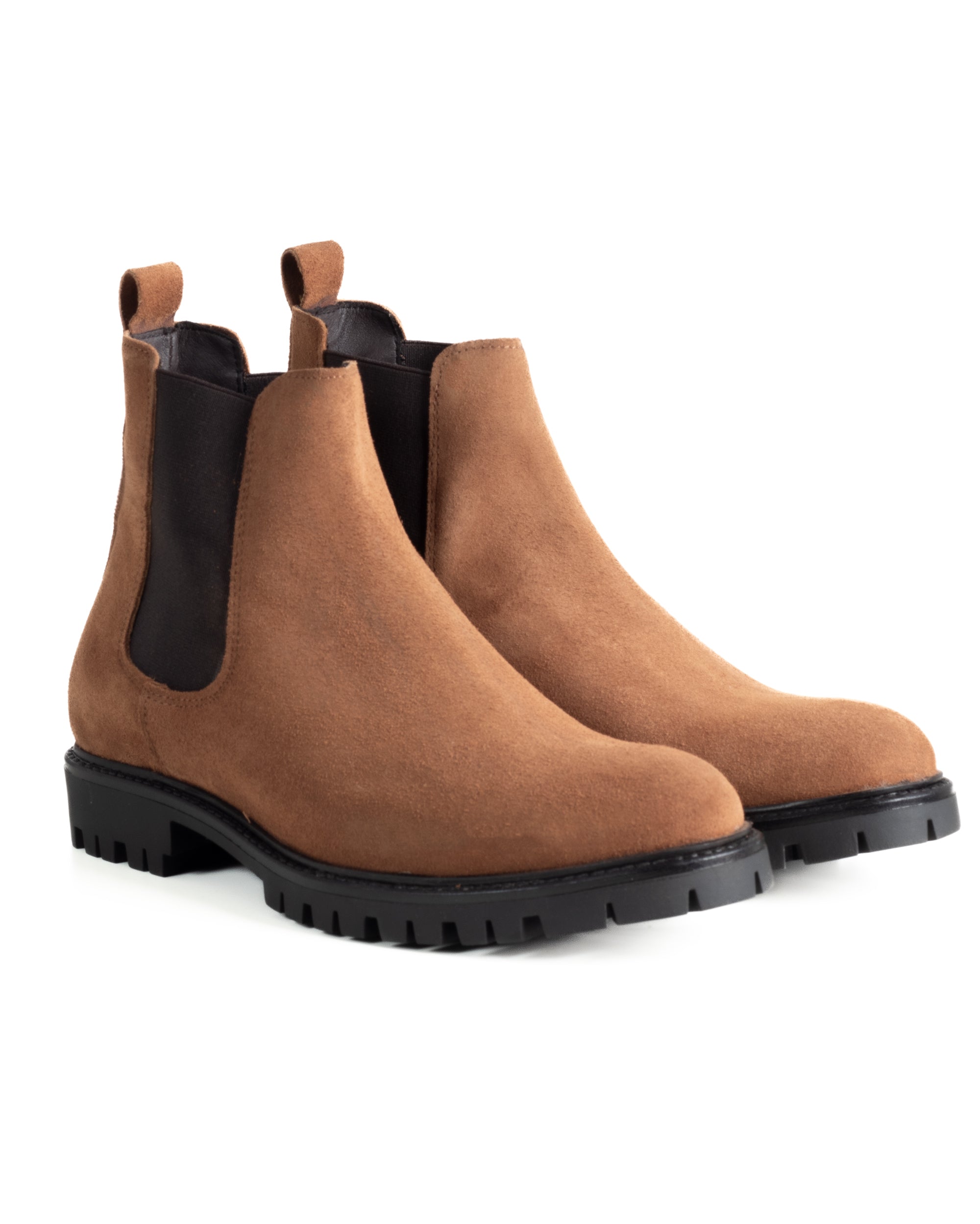 Scarpe Uomo Beatles Stivaletto Chelsea Camoscio Fondo Gomma Roccia Tabacco GIOSAL-S1299A