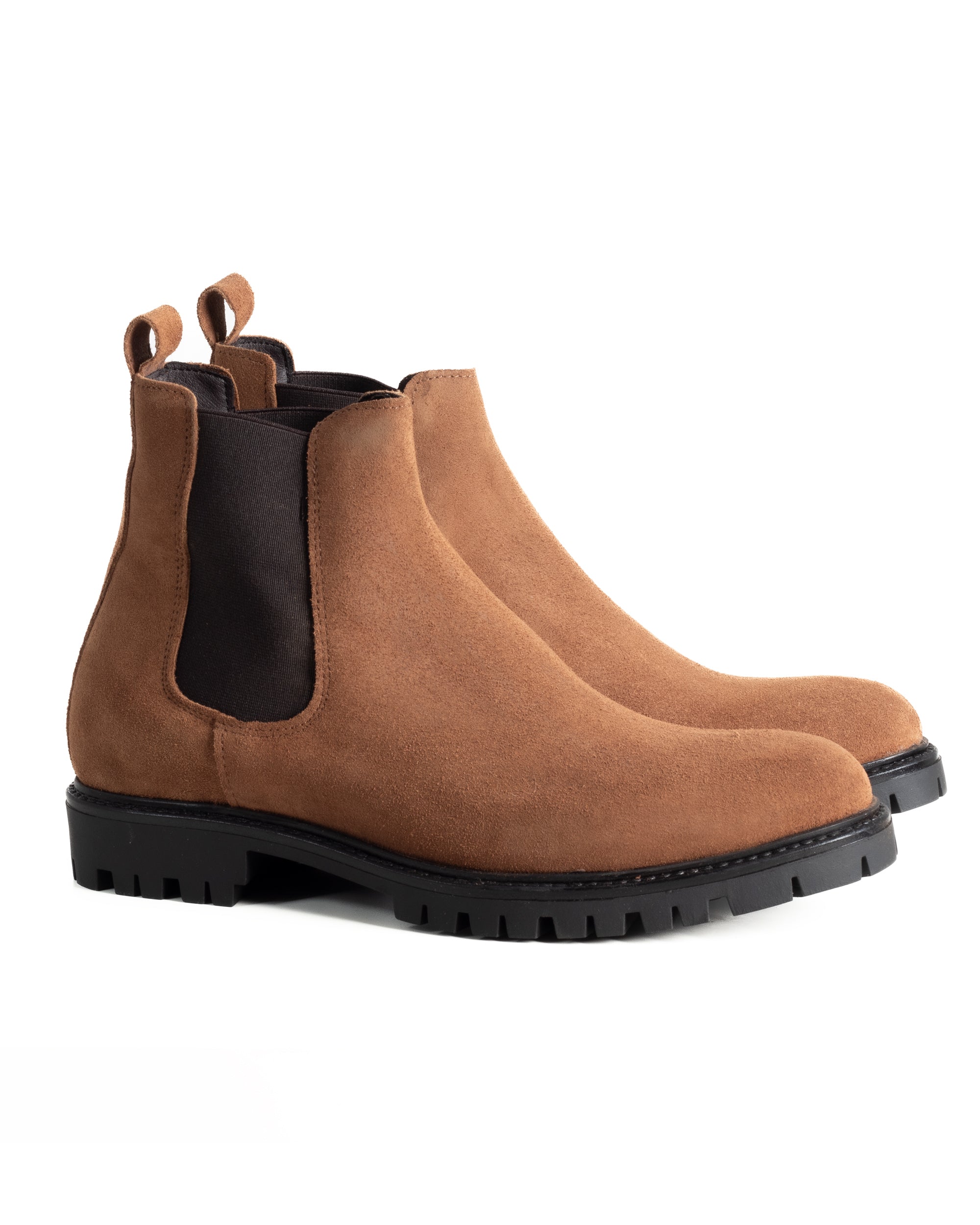 Scarpe Uomo Beatles Stivaletto Chelsea Camoscio Fondo Gomma Roccia Tabacco GIOSAL-S1299A