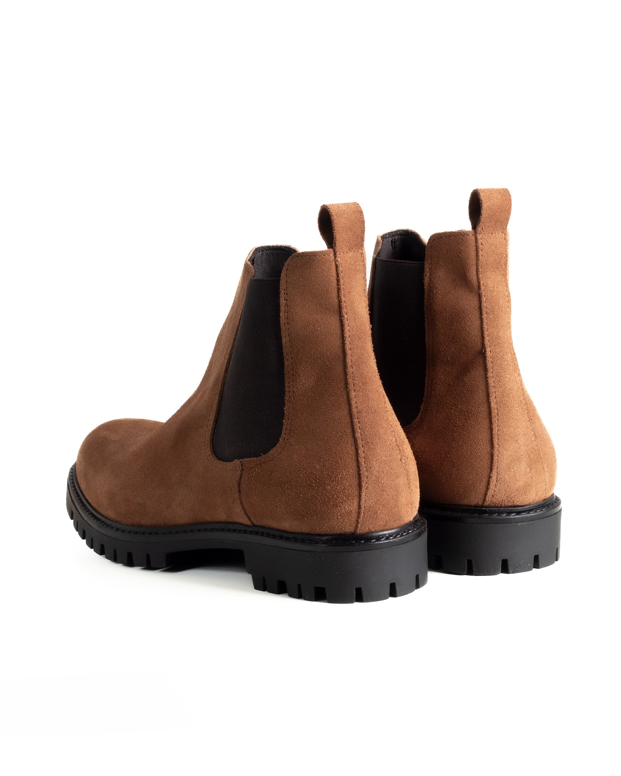 Scarpe Uomo Beatles Stivaletto Chelsea Camoscio Fondo Gomma Roccia Tabacco GIOSAL-S1299A