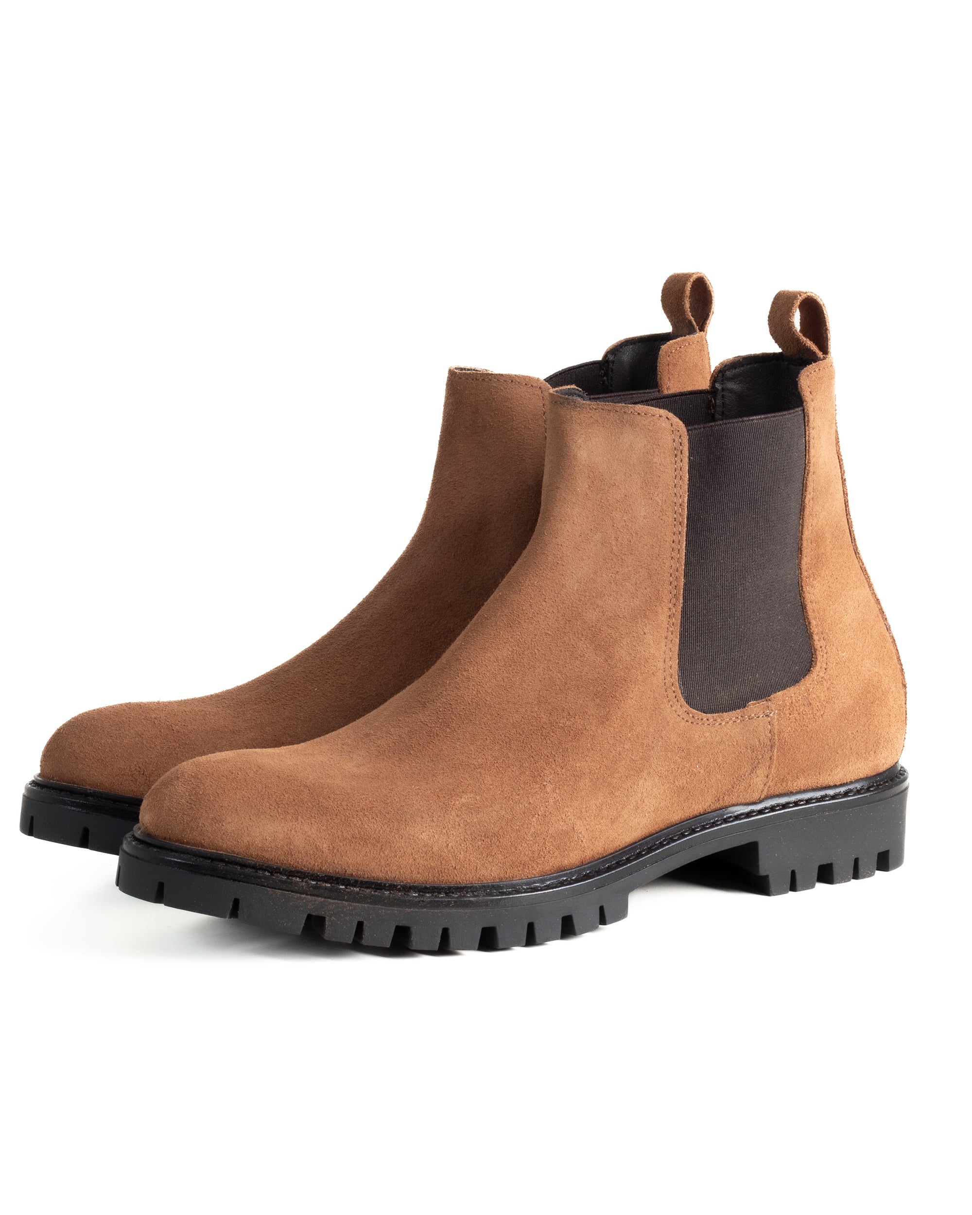 Scarpe Uomo Beatles Stivaletto Chelsea Camoscio Fondo Gomma Roccia Tabacco GIOSAL-S1299A