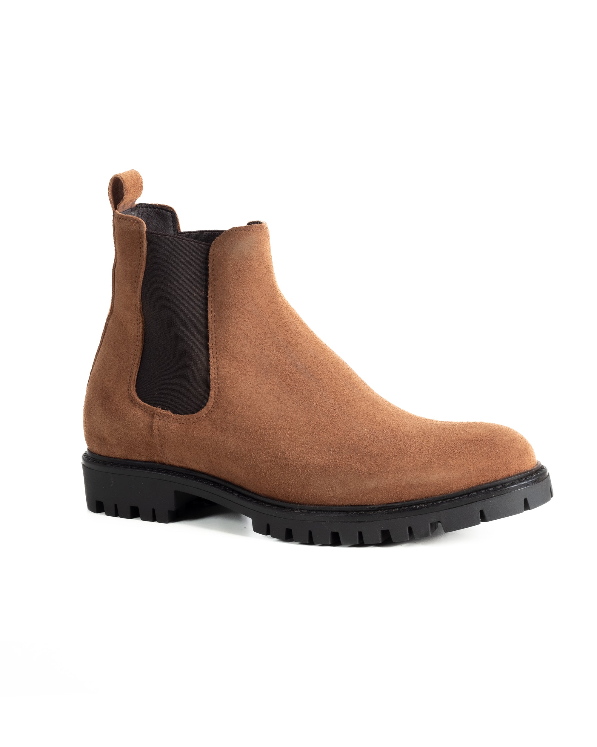 Scarpe Uomo Beatles Stivaletto Chelsea Camoscio Fondo Gomma Roccia Tabacco GIOSAL-S1299A