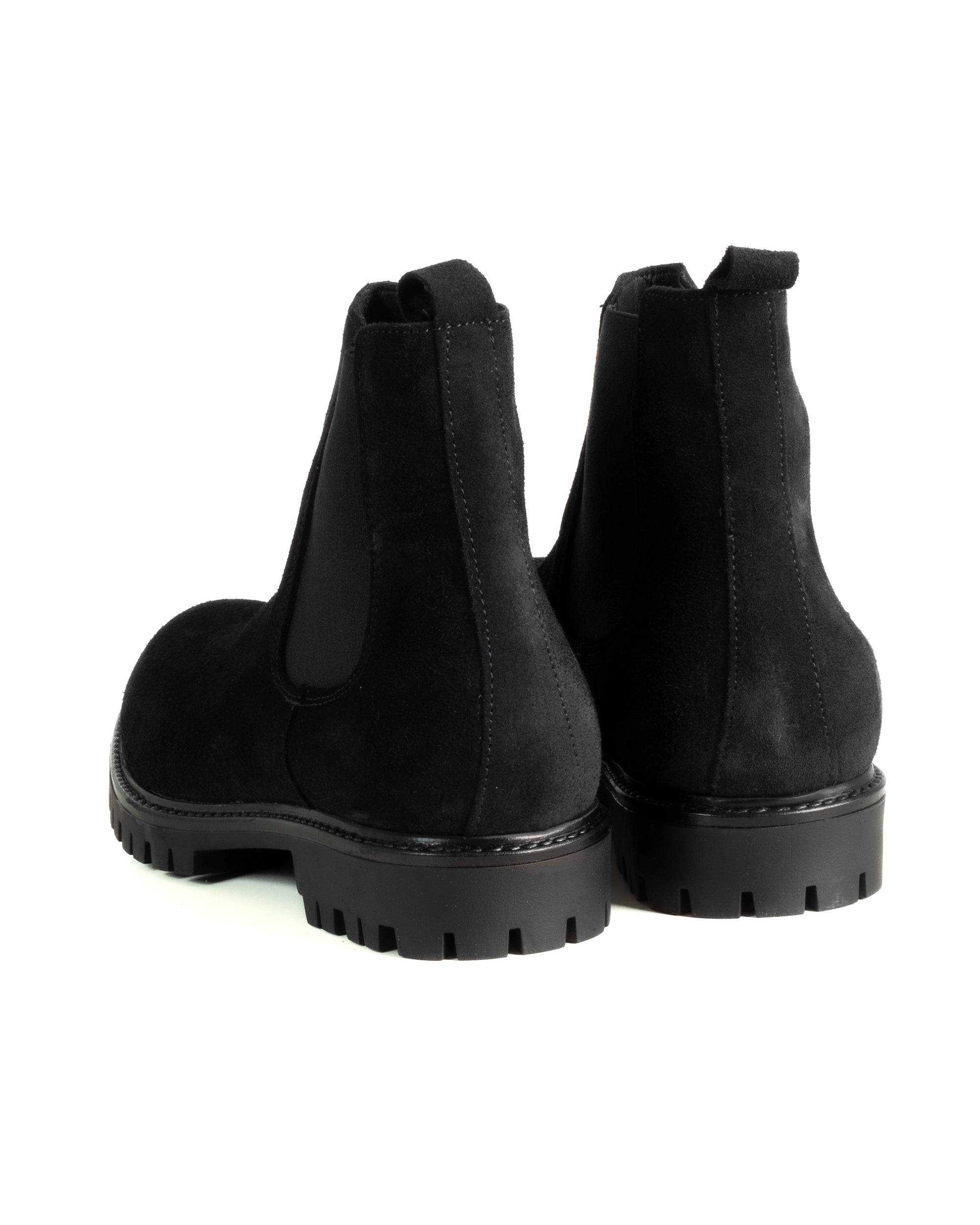 Scarpe Uomo Beatles Stivaletto Chelsea Camoscio Fondo Gomma Roccia Nero GIOSAL-S1300A