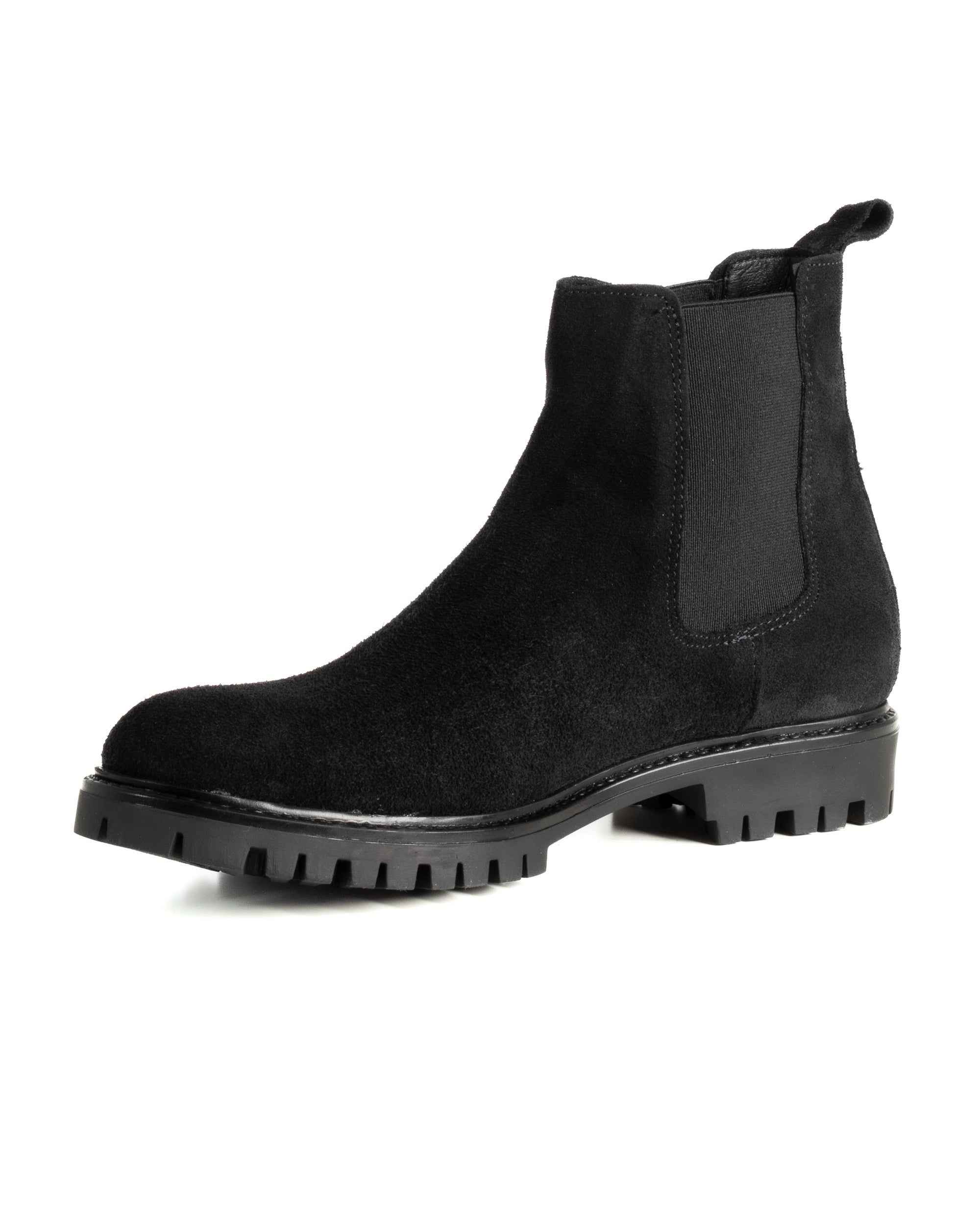 Scarpe Uomo Beatles Stivaletto Chelsea Camoscio Fondo Gomma Roccia Nero GIOSAL-S1300A