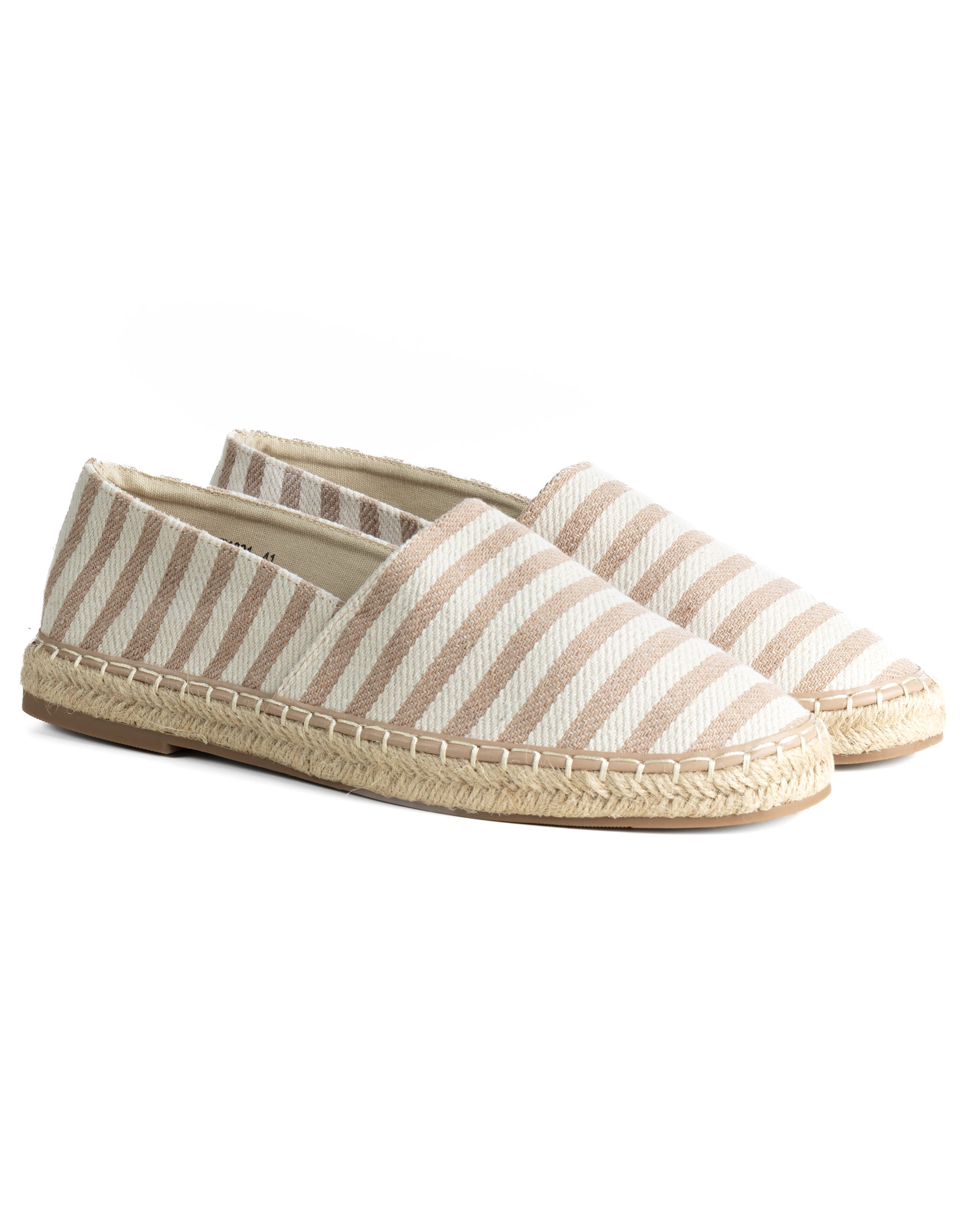 Espadrillas scarpe uomo unisex tela estive mare rigate beige GIOSAL-S1305A