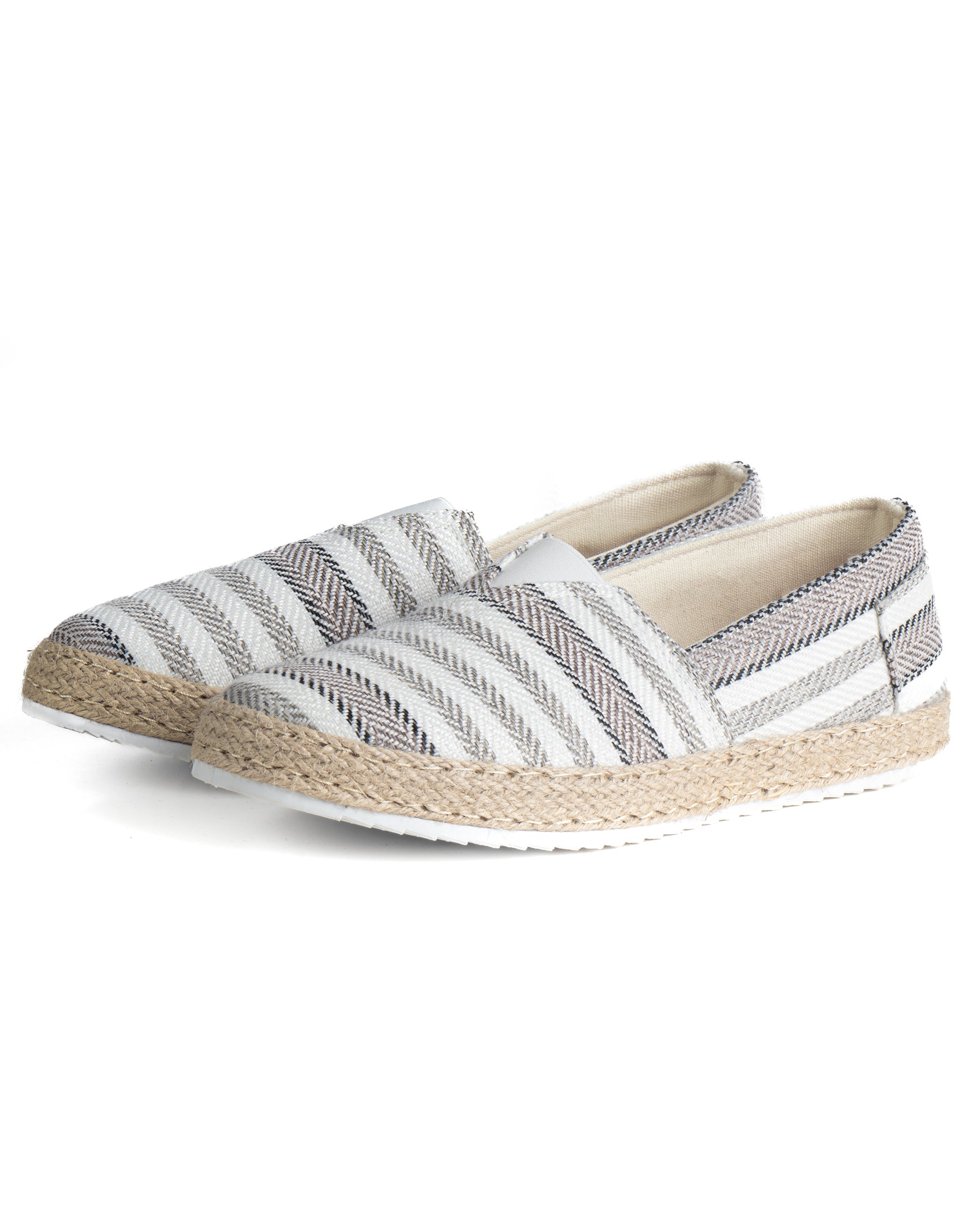 Espadrillas scarpe uomo unisex tela estive mare doppia riga beige GIOSAL-S1306A
