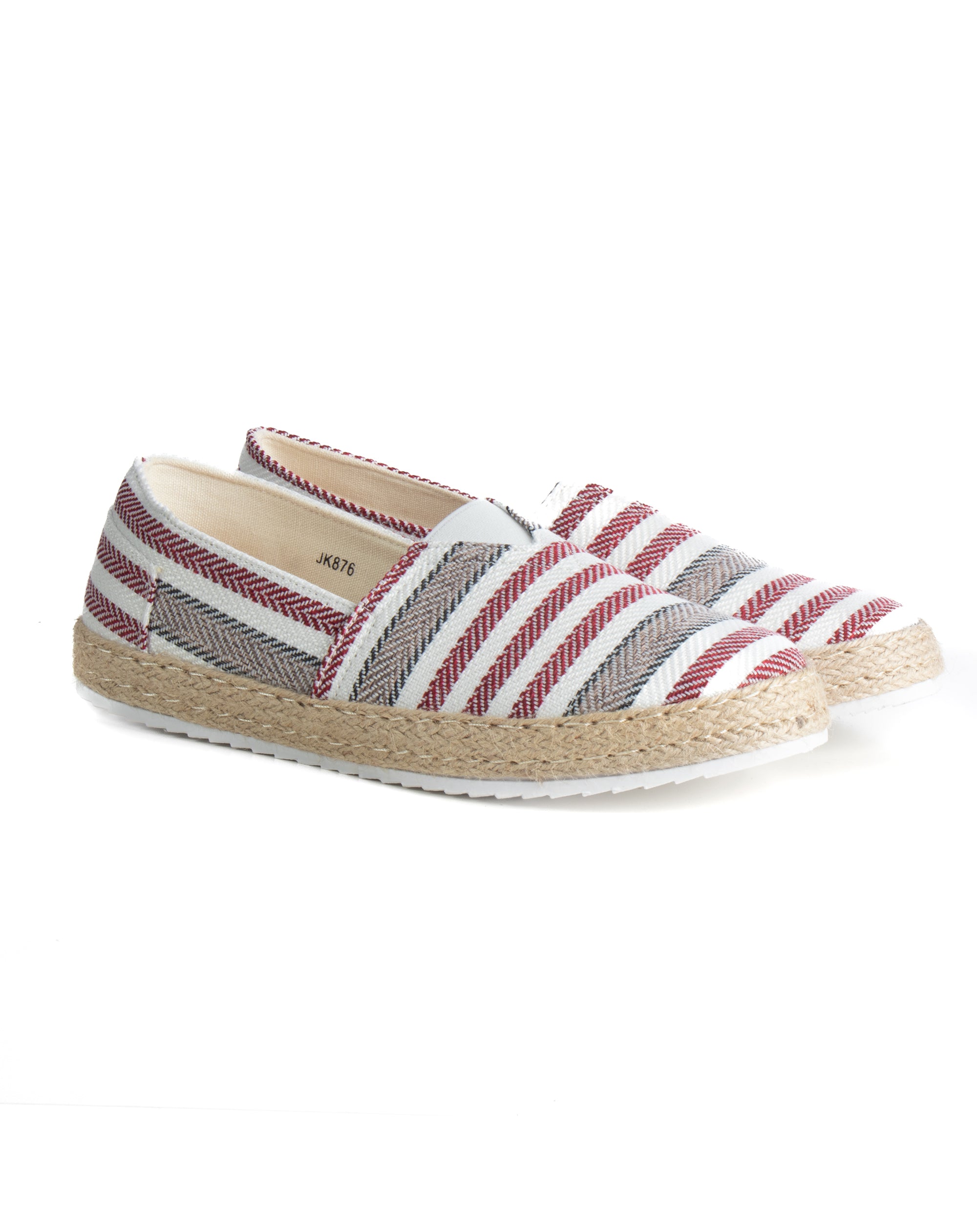 Espadrillas scarpe uomo unisex tela estive mare doppia riga rosso GIOSAL-S1307A