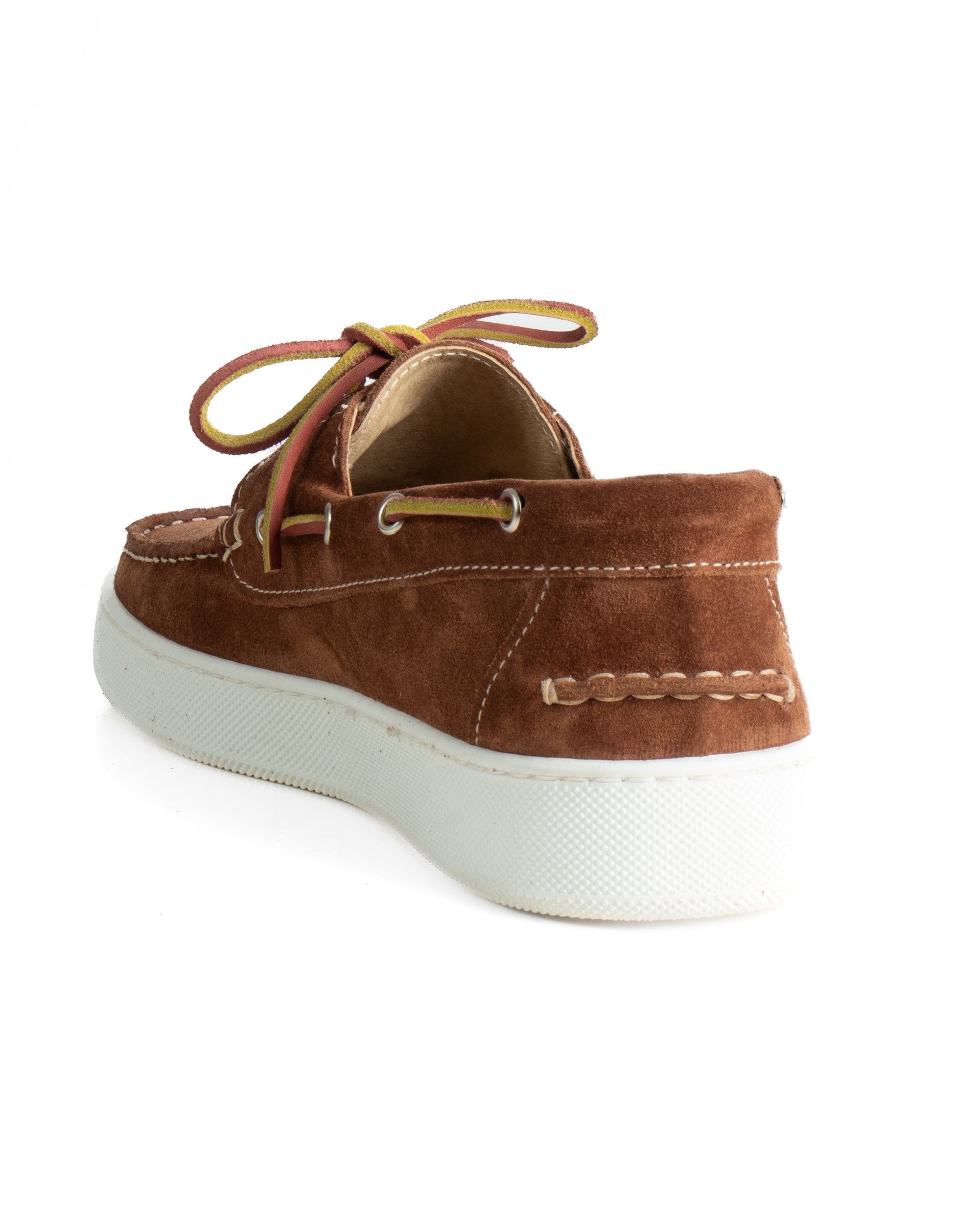 Mocassini barca uomo camoscio scarpe con lacci suola gomma tabacco GIOSAL-S1310A