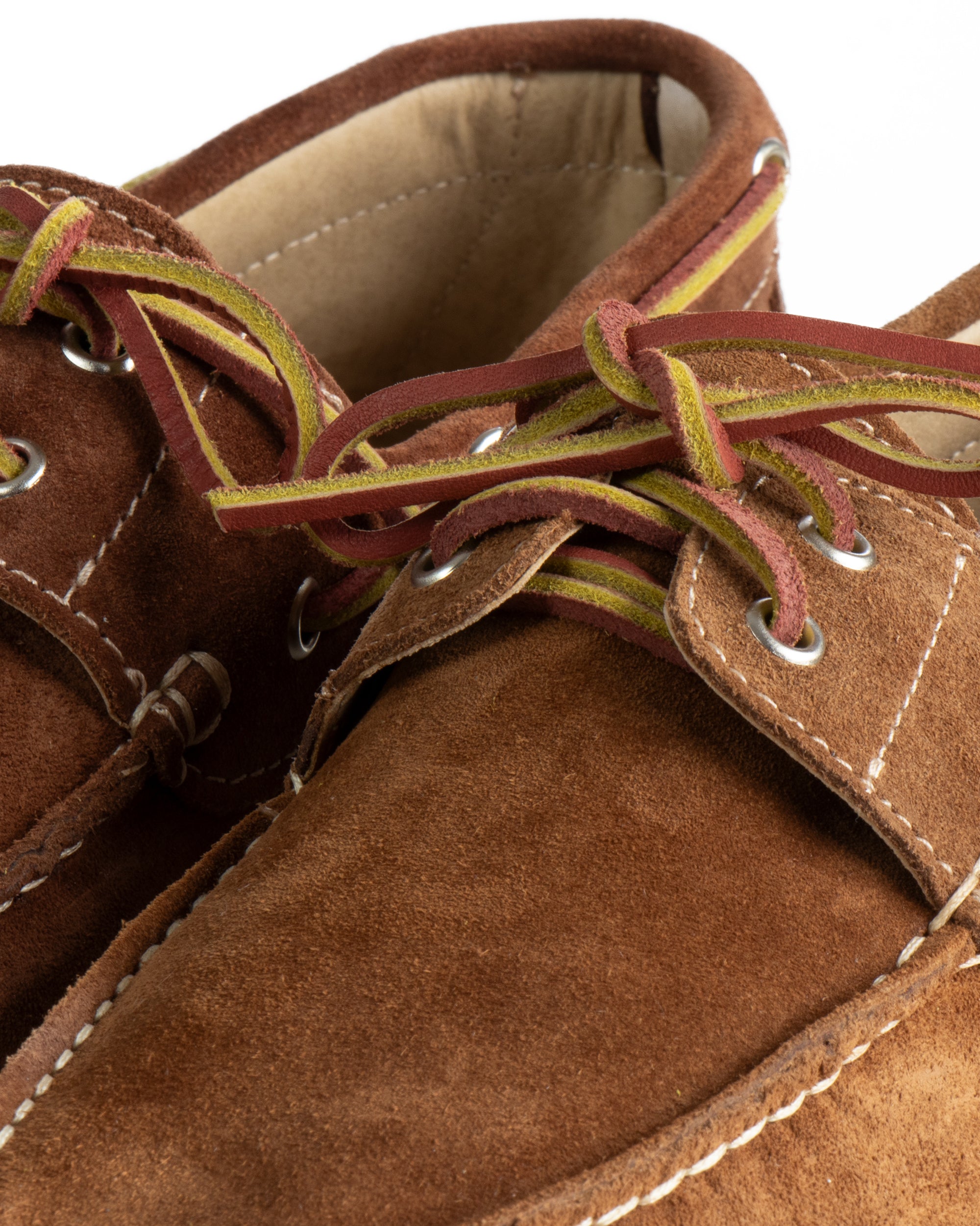 Mocassini barca uomo camoscio scarpe con lacci suola gomma tabacco GIOSAL-S1310A