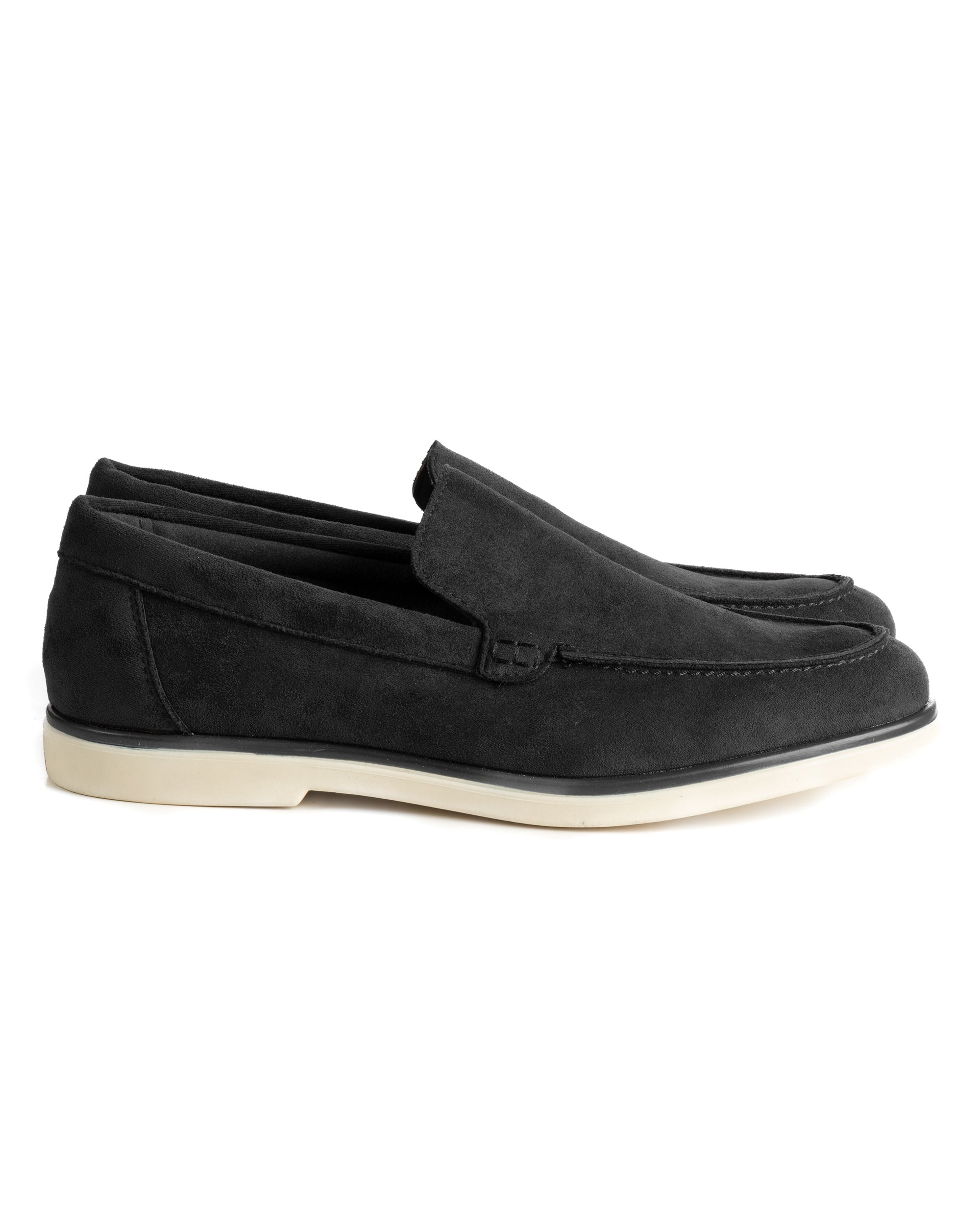 Mocassini college uomo scarpe camoscio eleganti cerimonia suola di gomma nero GIOSAL-S1311A