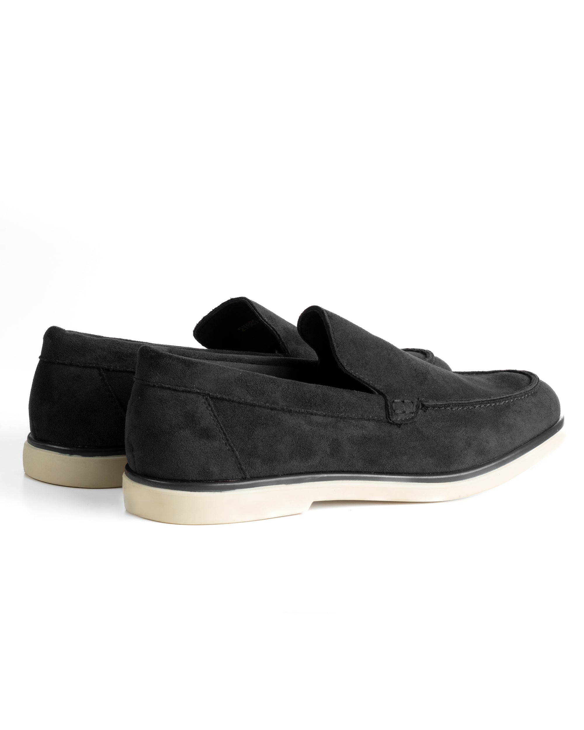 Mocassini college uomo scarpe camoscio eleganti cerimonia suola di gomma nero GIOSAL-S1311A