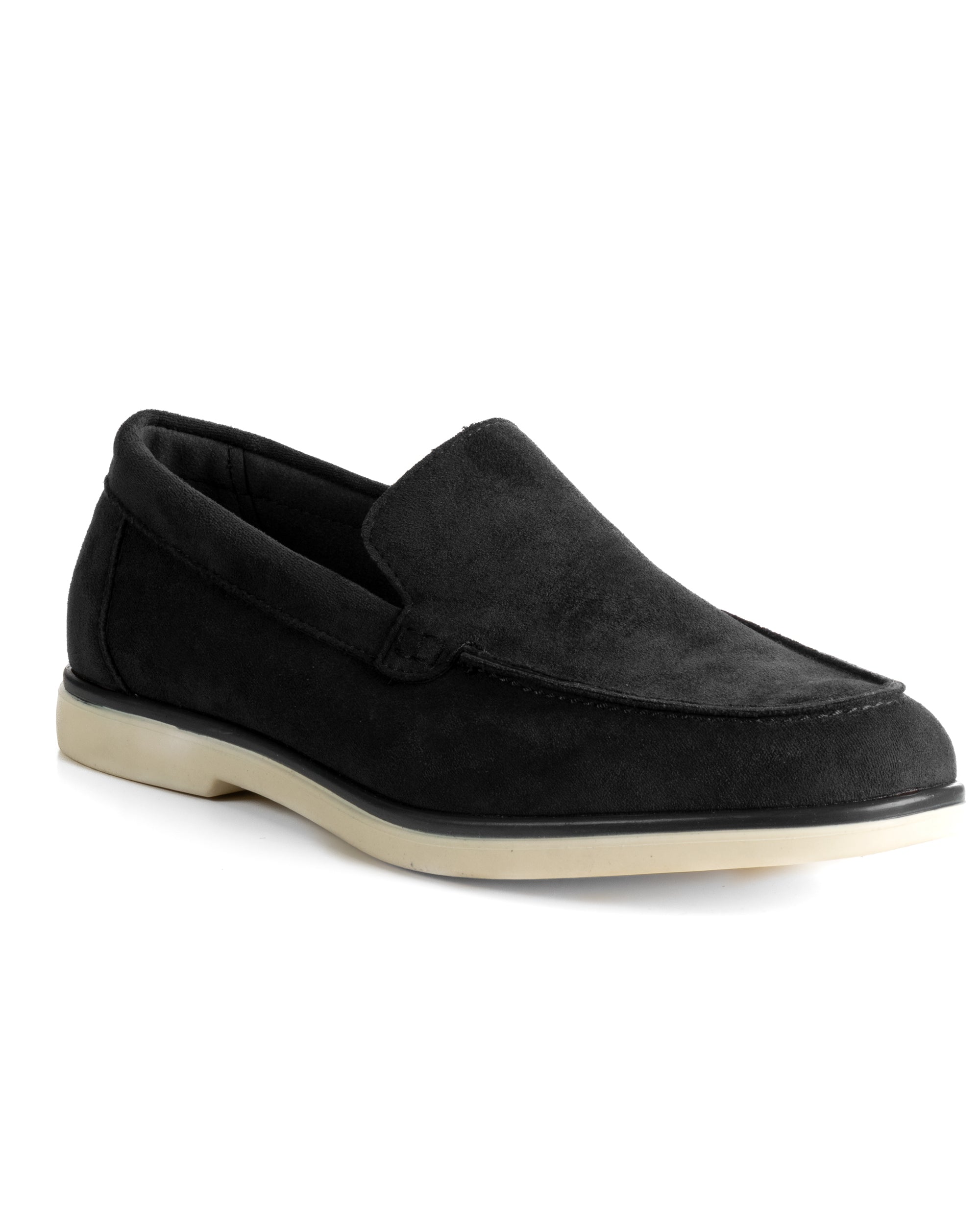 Mocassini college uomo scarpe camoscio eleganti cerimonia suola di gomma nero GIOSAL-S1311A
