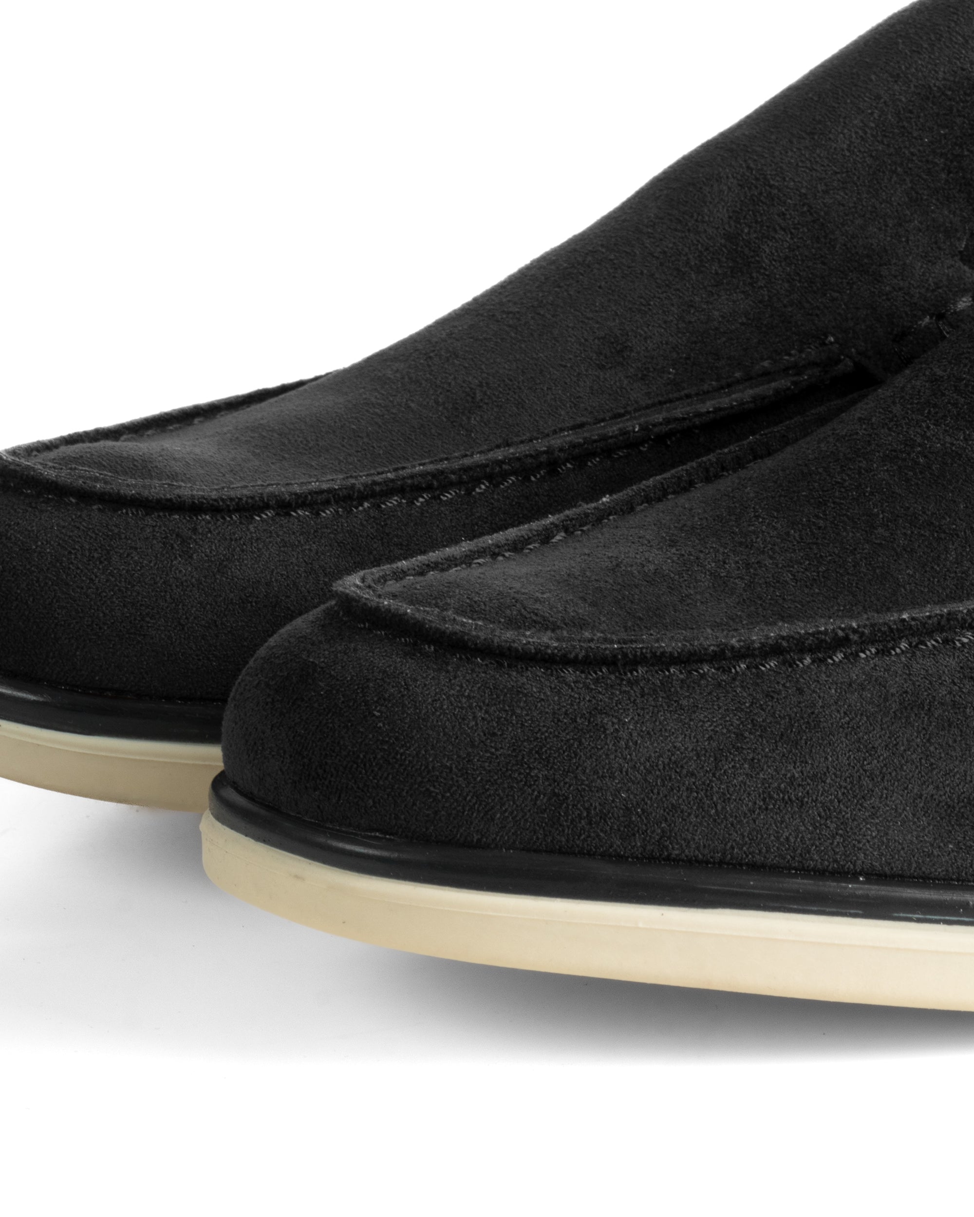 Mocassini college uomo scarpe camoscio eleganti cerimonia suola di gomma nero GIOSAL-S1311A