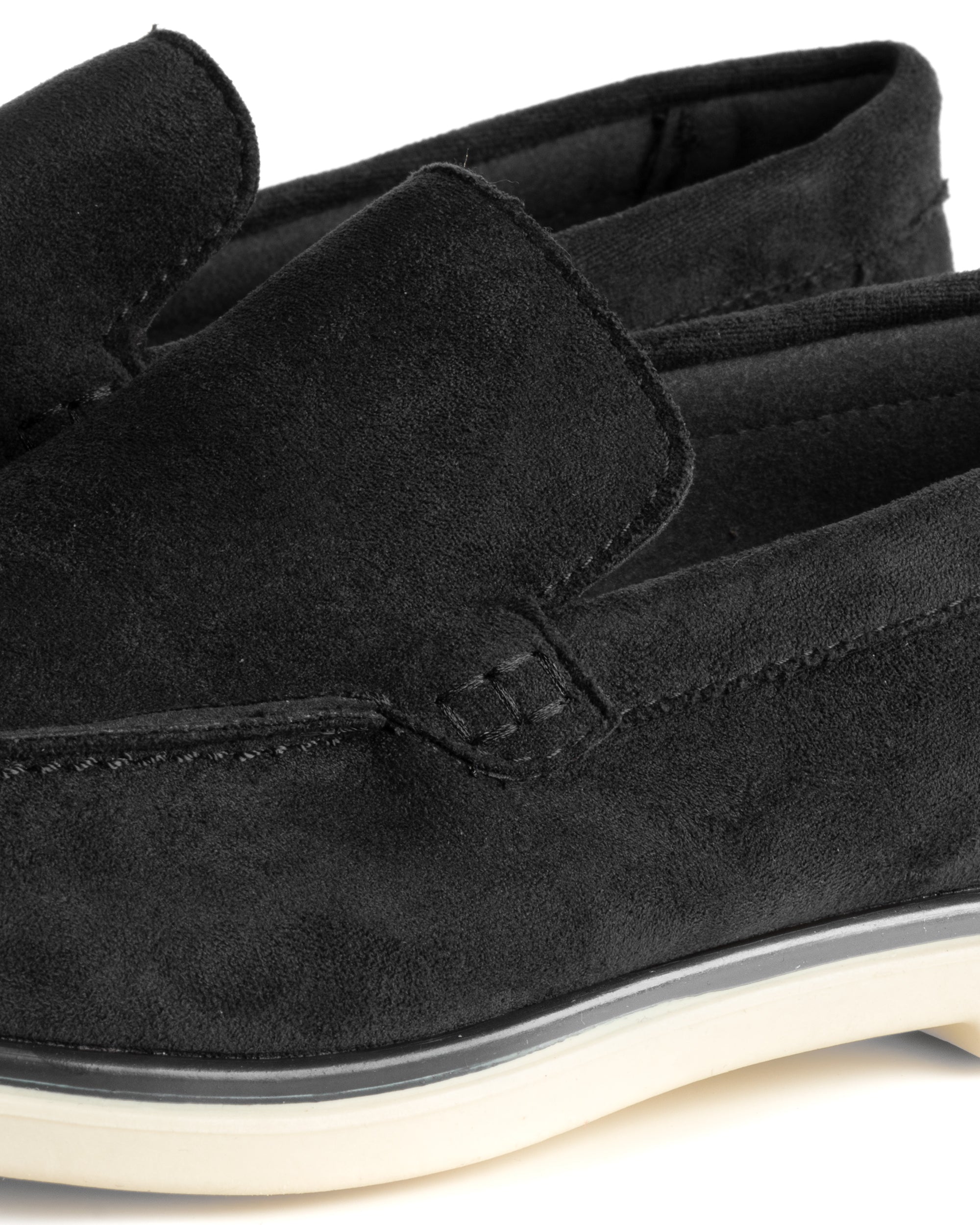 Mocassini college uomo scarpe camoscio eleganti cerimonia suola di gomma nero GIOSAL-S1311A