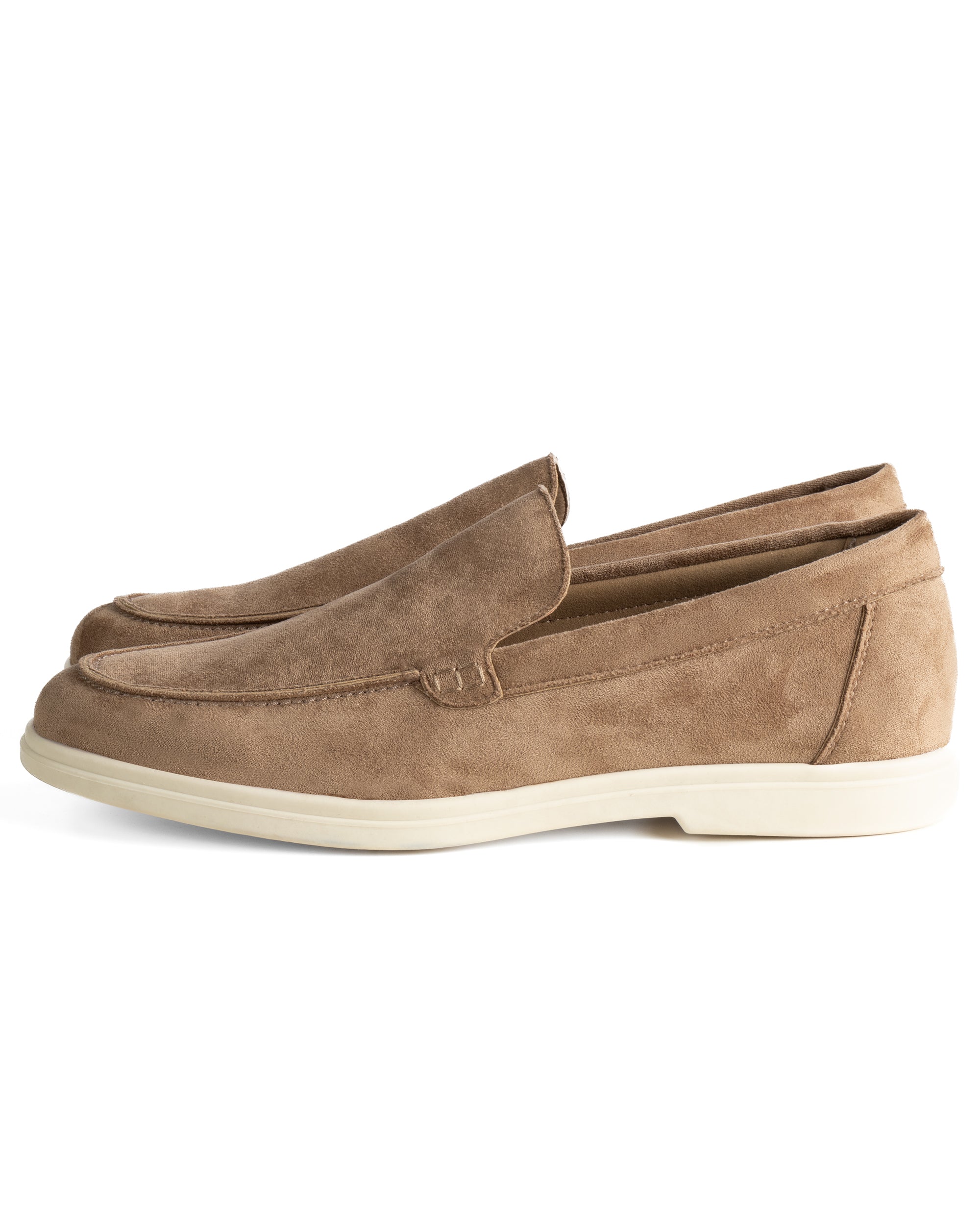 Mocassini college uomo scarpe camoscio eleganti cerimonia suola di gomma beige GIOSAL-S1312A