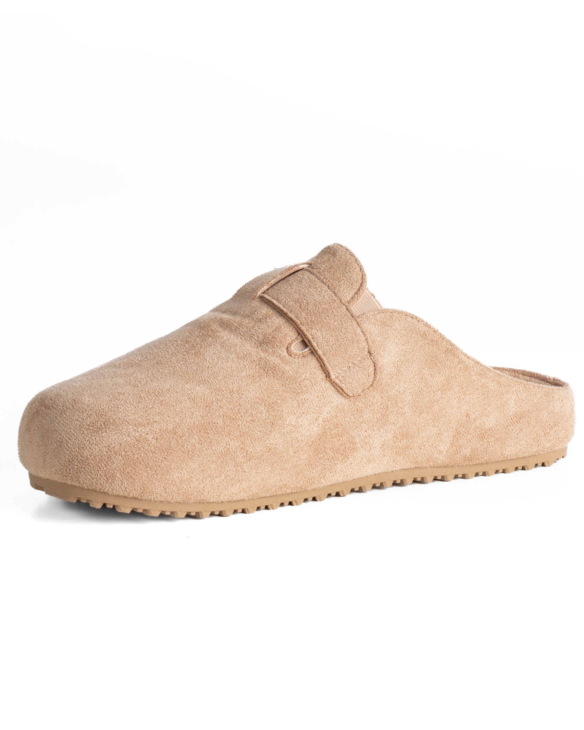 Ciabatte mule uomo camoscio con fibbia in metallo beige GIOSAL-S1316A